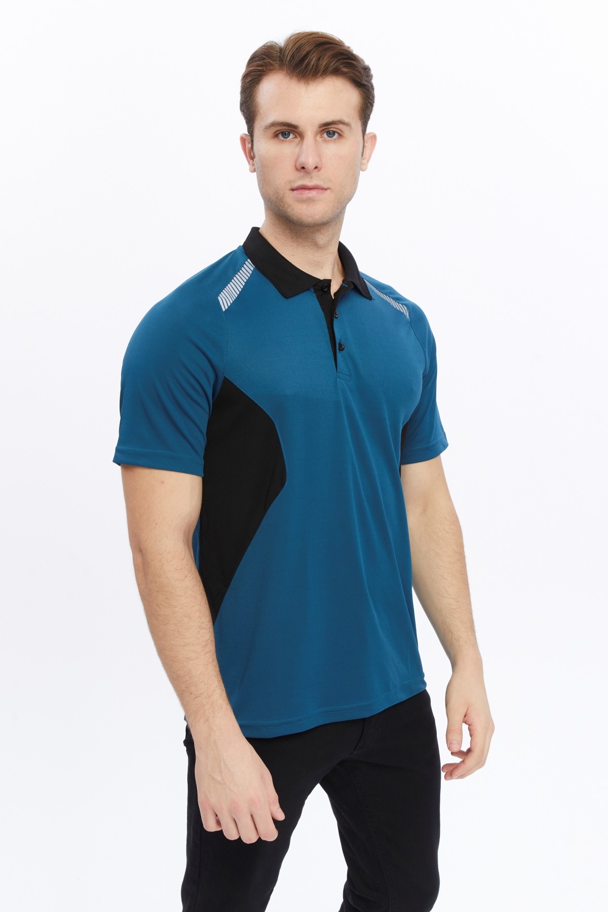 Uniprom Erkek Polo Yaka Tişört Nefes Alan Kumaş Procool Spor Outdoor T-shirt İndigo