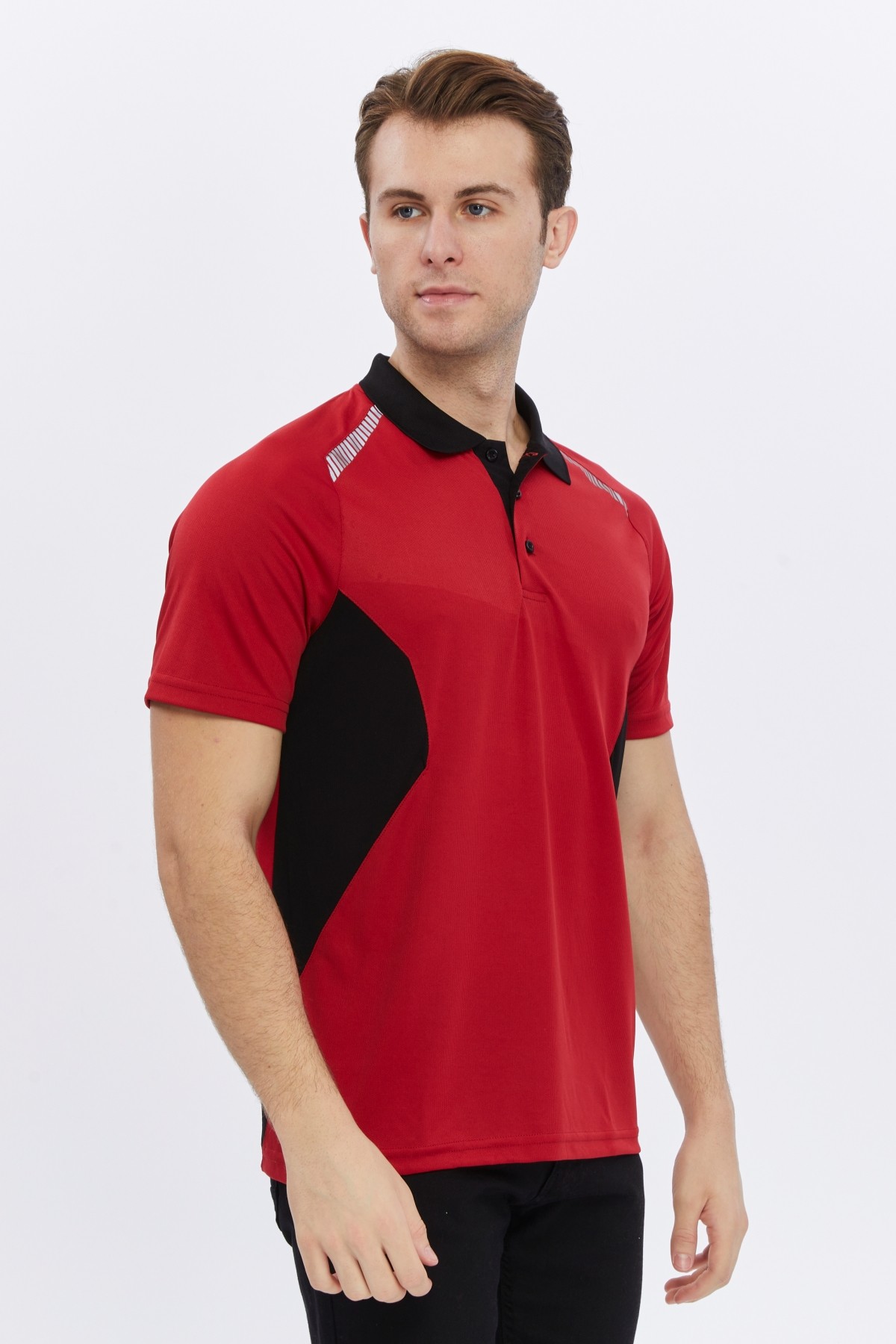 Uniprom Erkek Polo Yaka Tişört Nefes Alan Kumaş Procool Spor Outdoor T-shirt Kırmızı