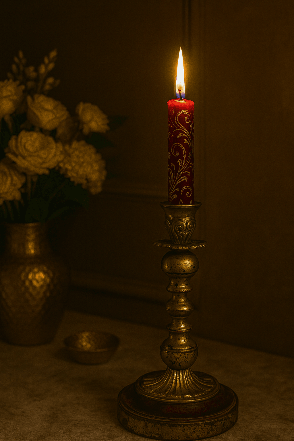 Bordo vintage şamdan