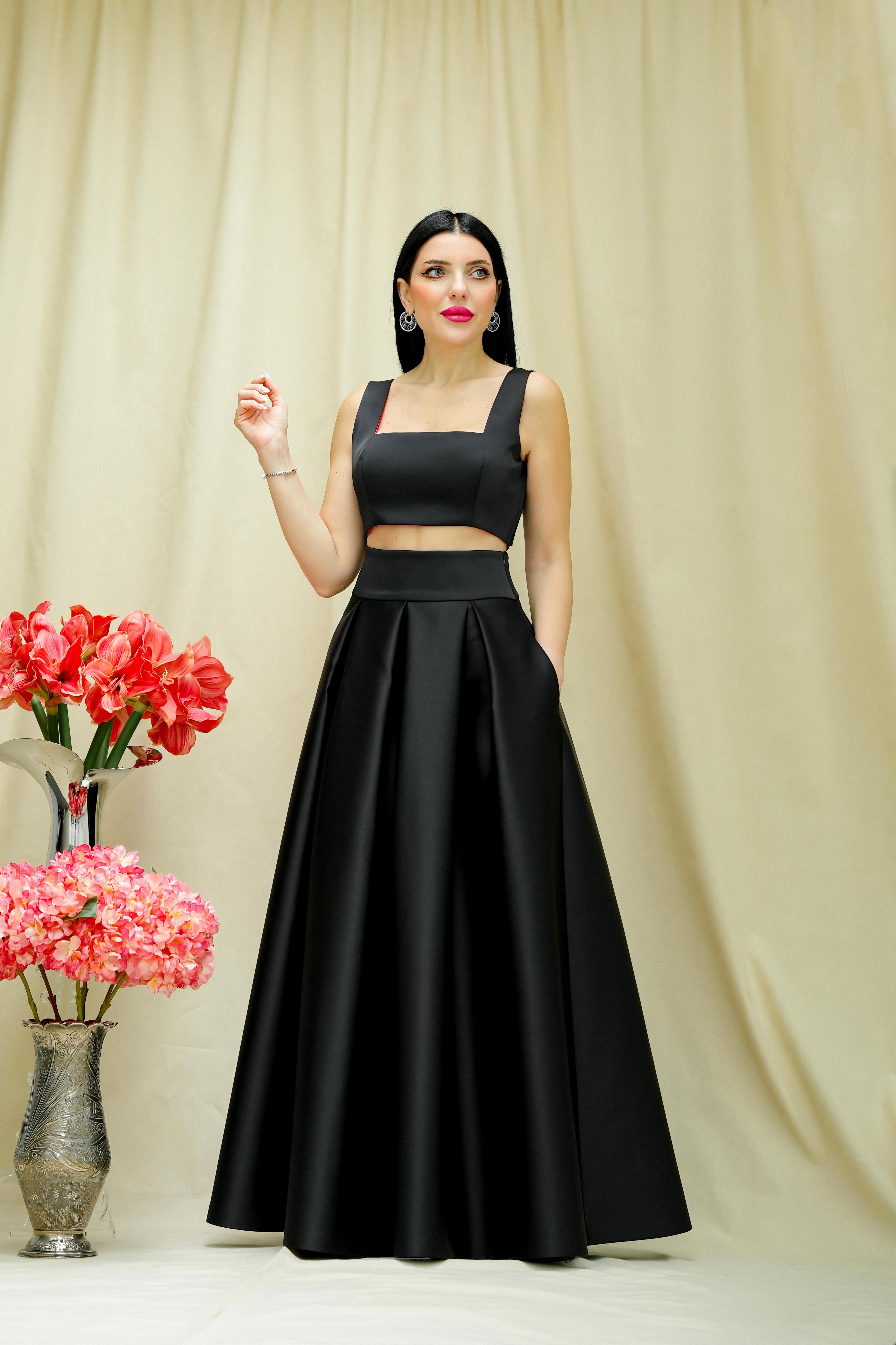 Elegance Collection Maxi Skirt - Black
