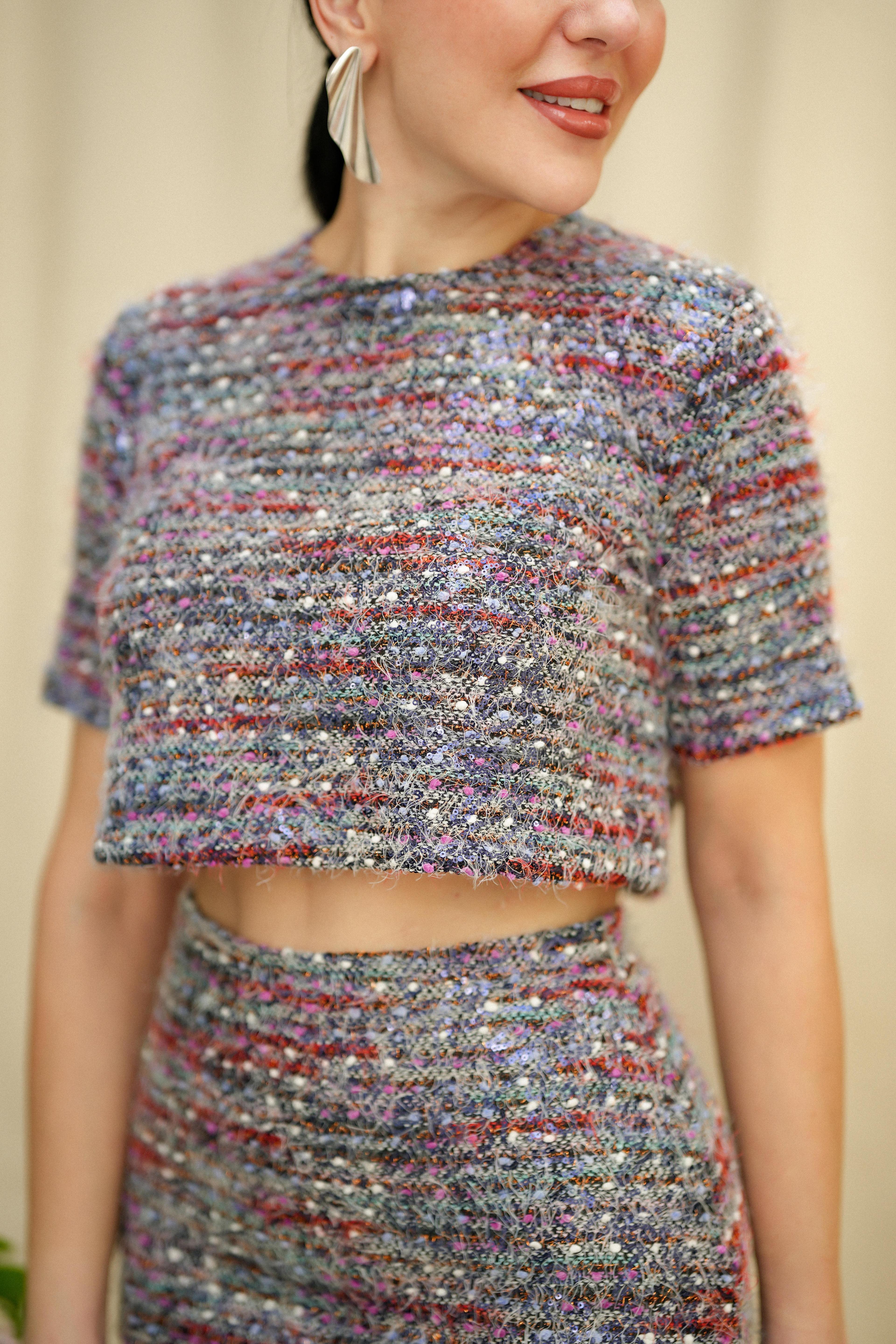 Tweed Collection Mor Crop Bluz