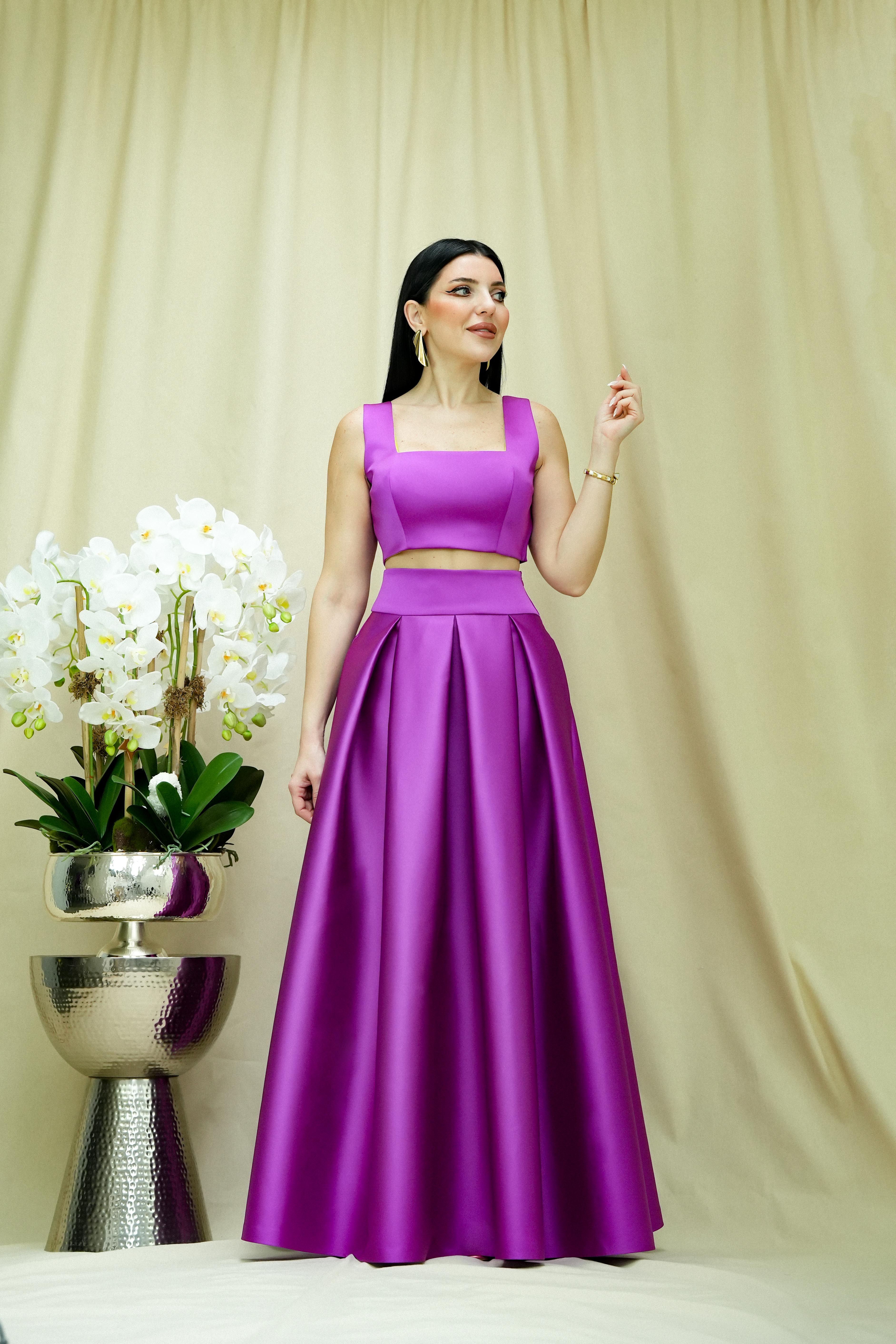 Elegance Collection Maxi Skirt - Purple