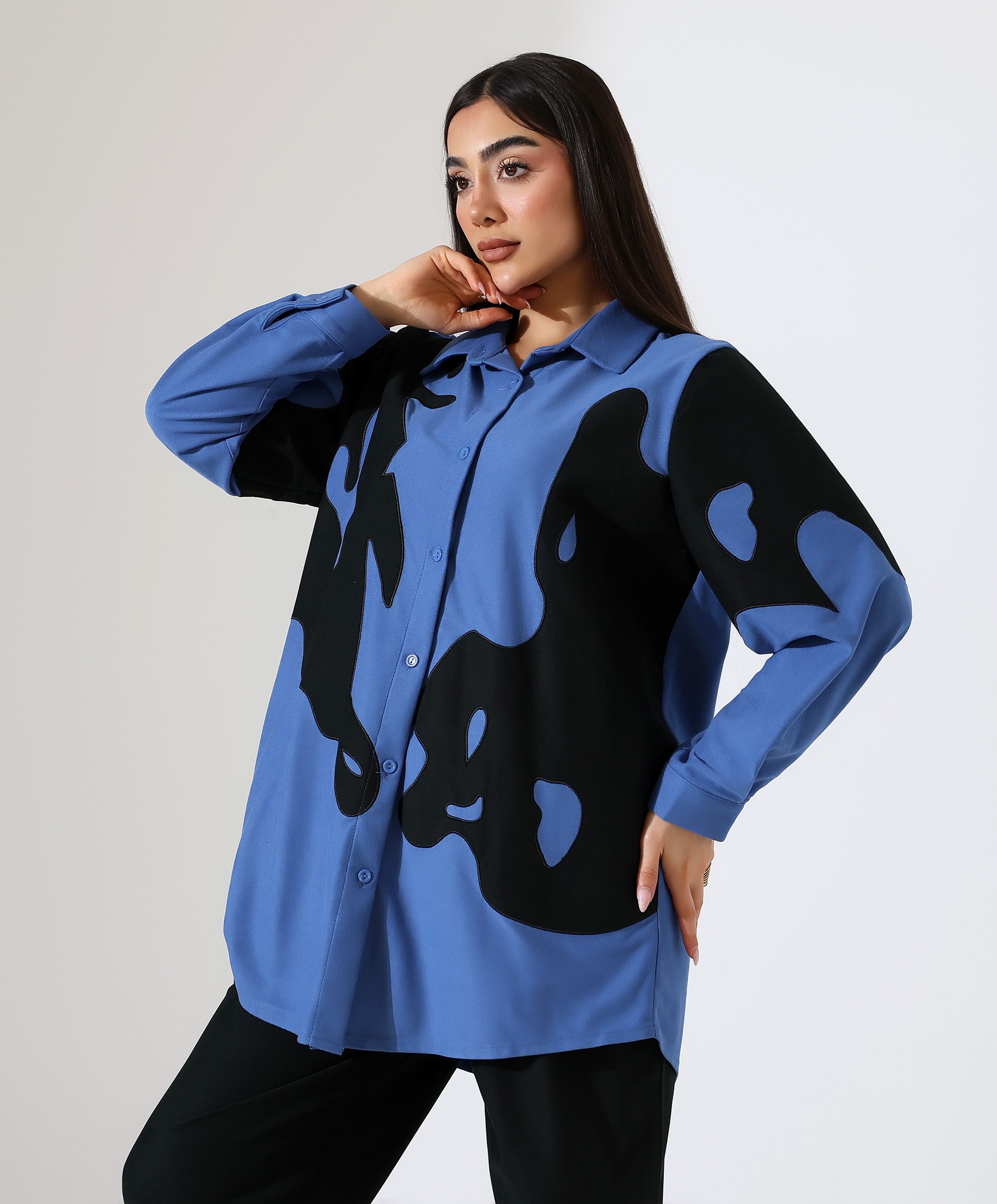 Nakış Detay İki Parça Gömlek Takım