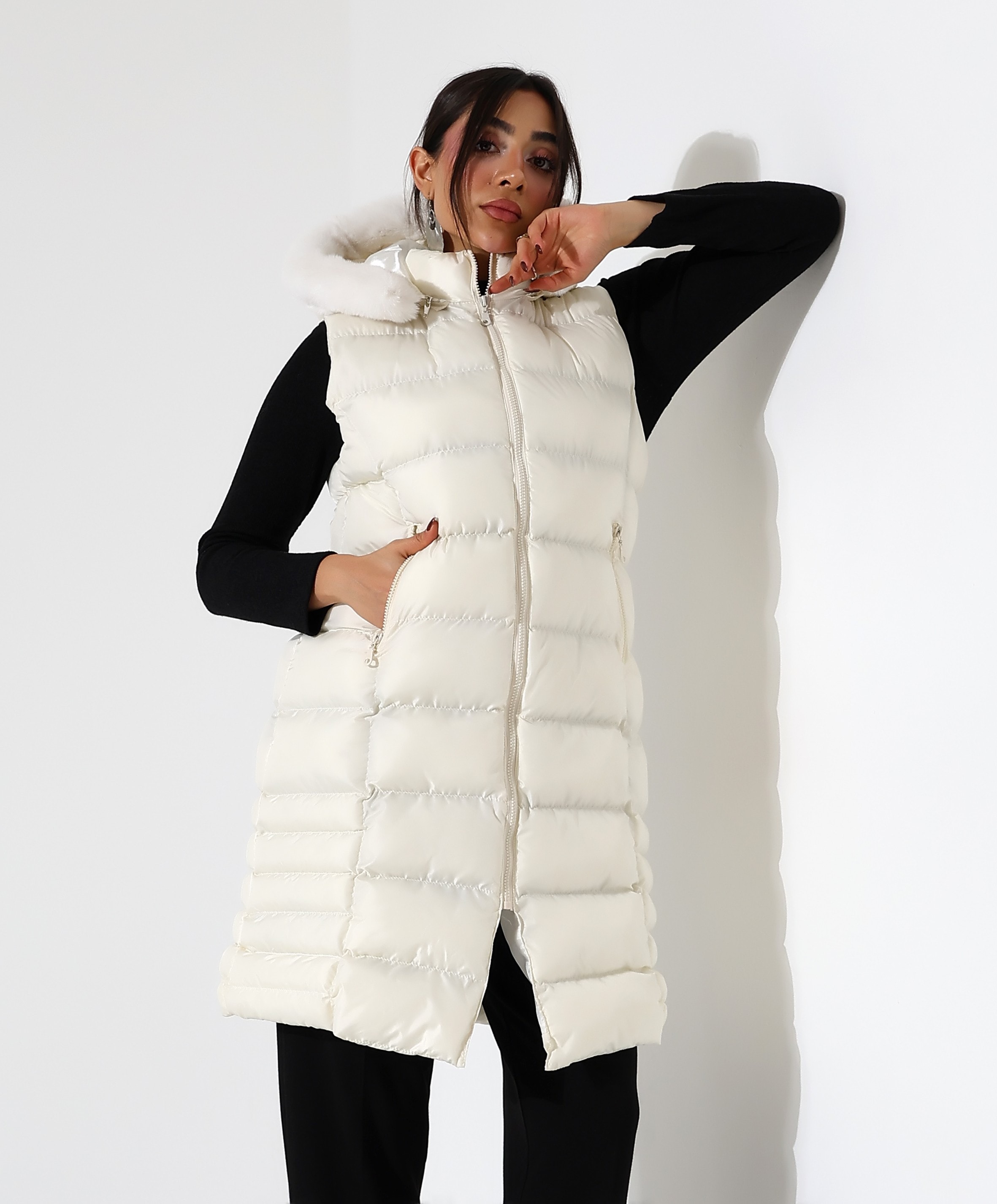 Kürk Detay Kapitone Şişme Yelek