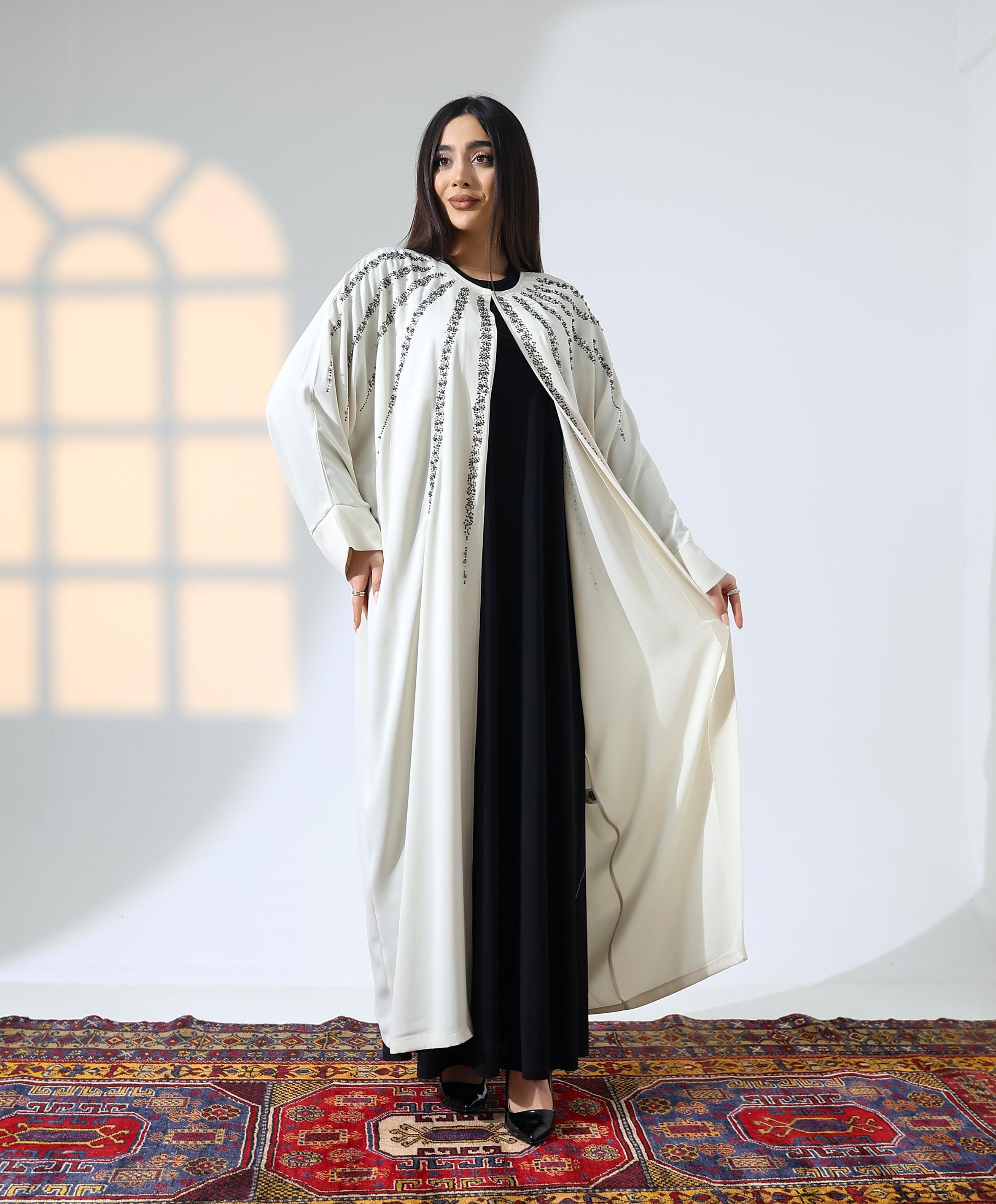 Agraf Kapama Taş Detay Uzun Abaya