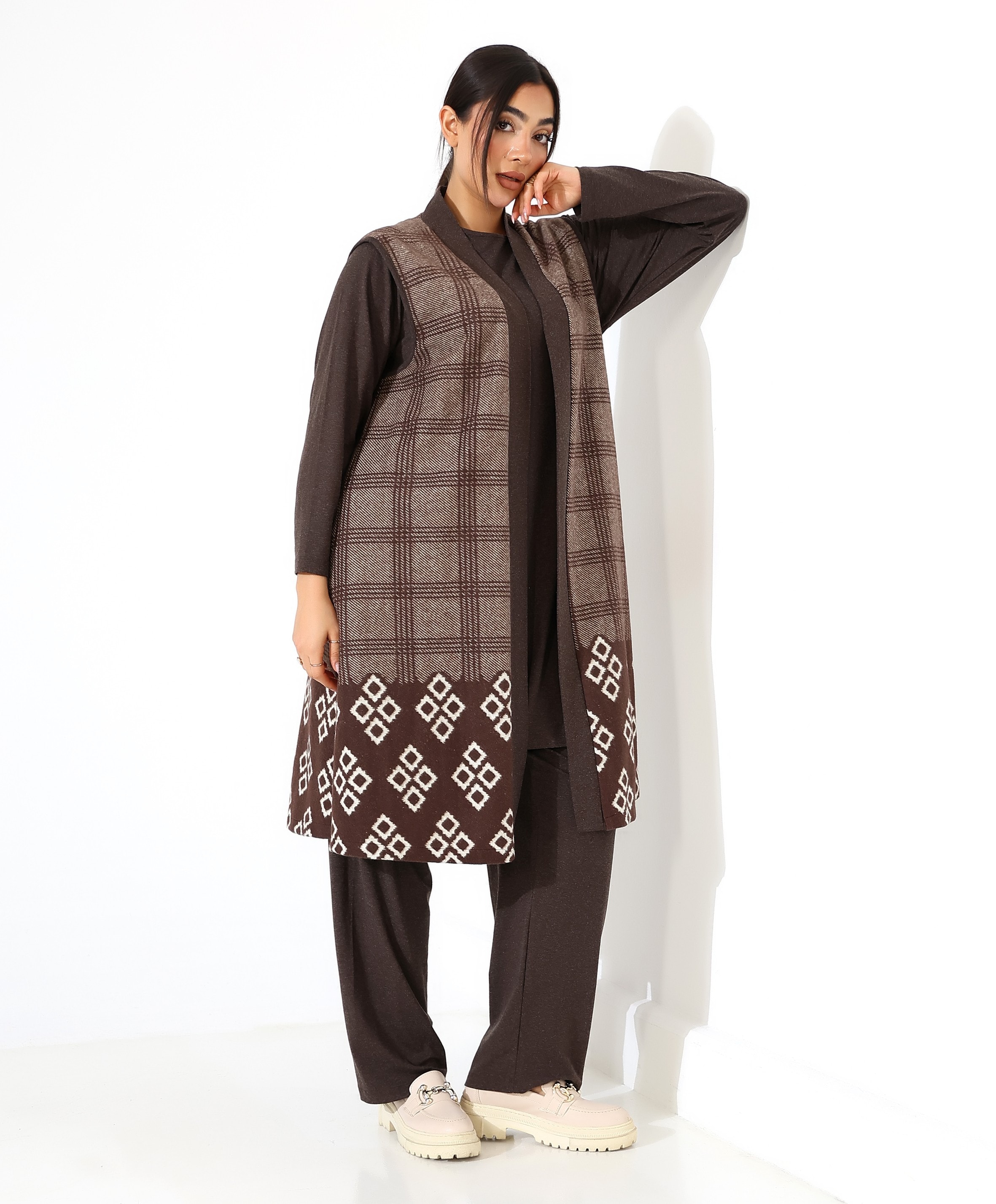 Pamuk Örme Yelek Üç Parça Takım