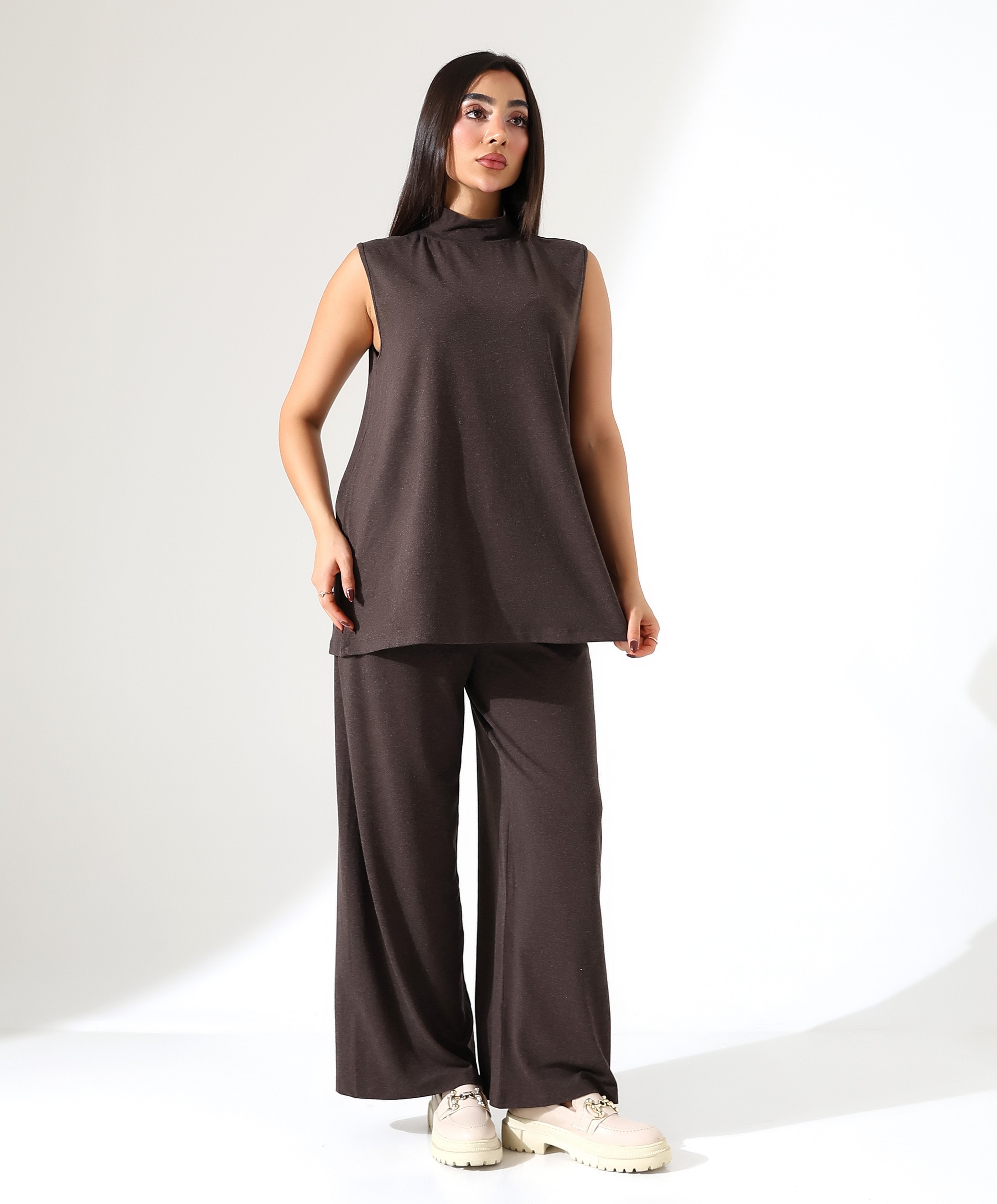 Sıfır Kol Yün Viskon Boğazlı Bluz