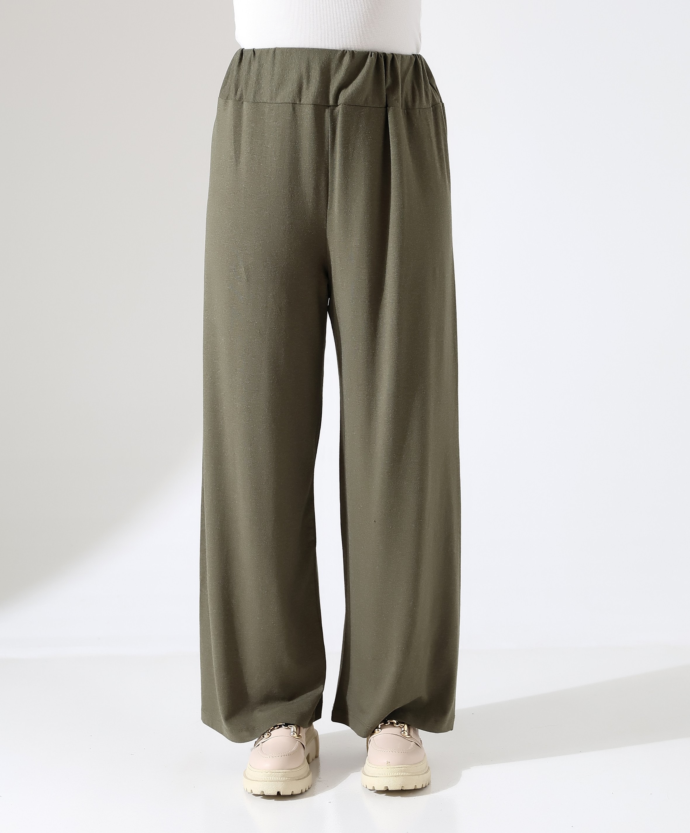 Beli Lastikli Yün Viskon Pantolon