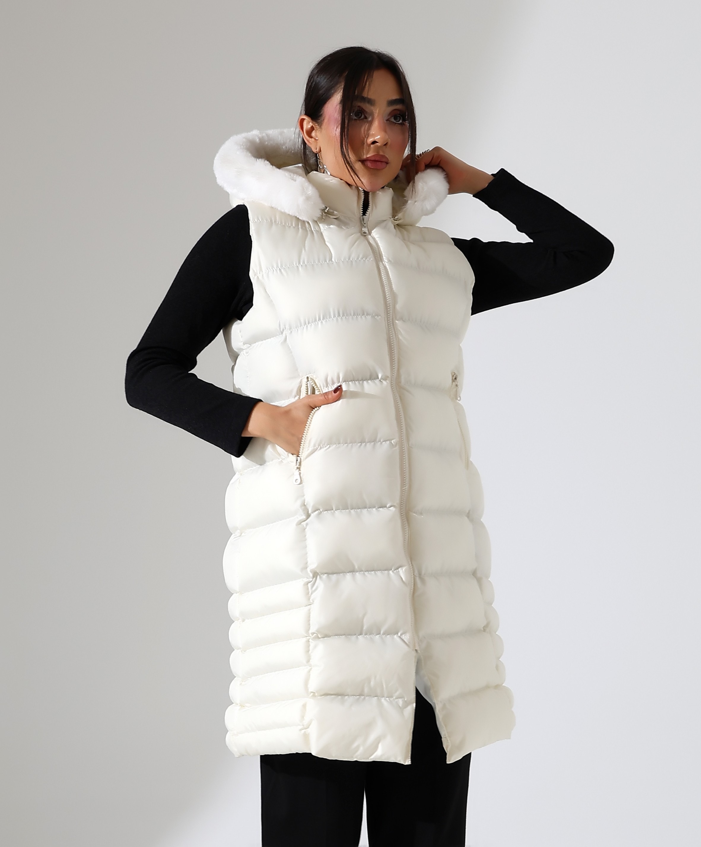 Kürk Detay Kapitone Şişme Yelek