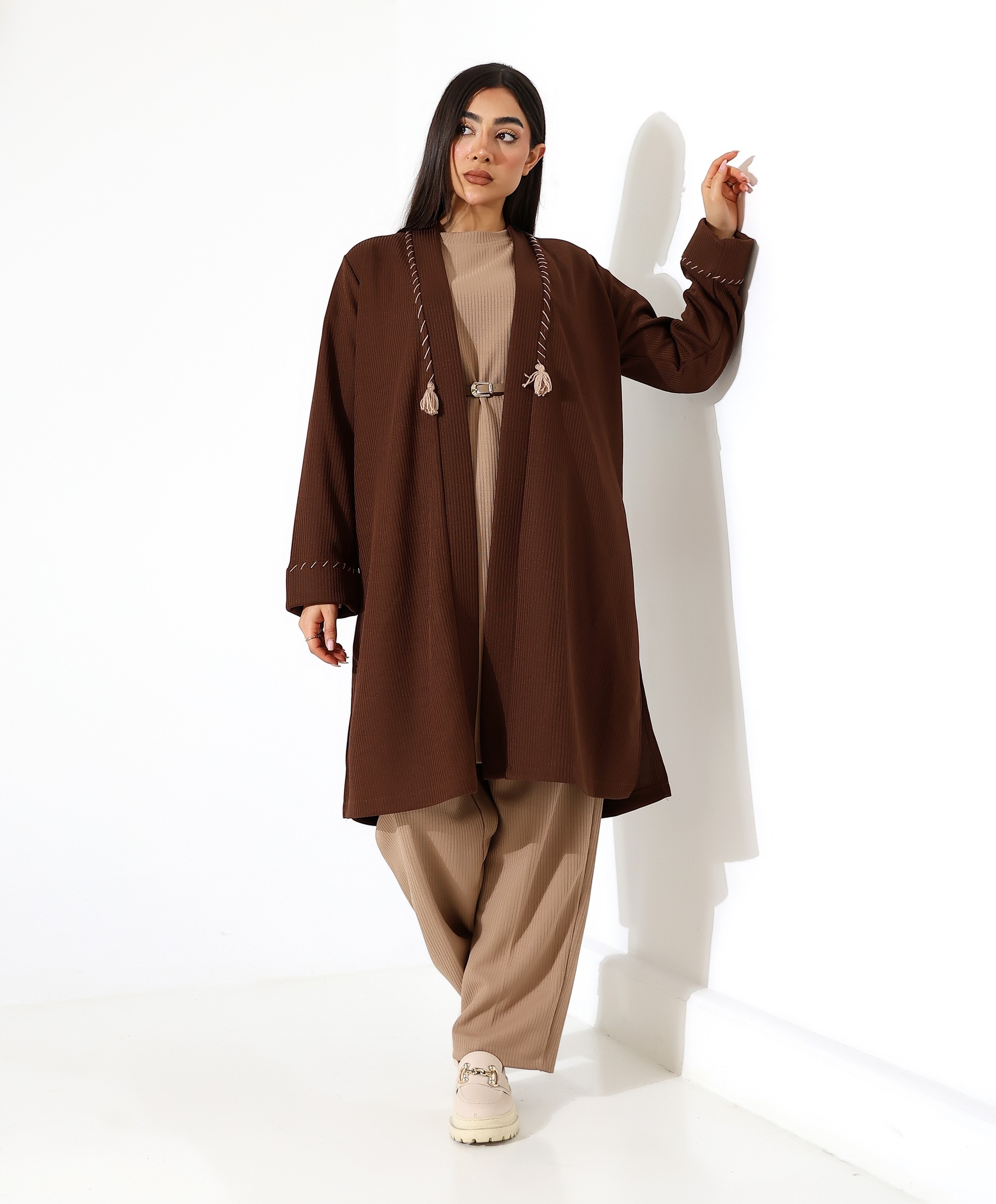 Püskül Detay Bol Kalıp Uzun Hırka