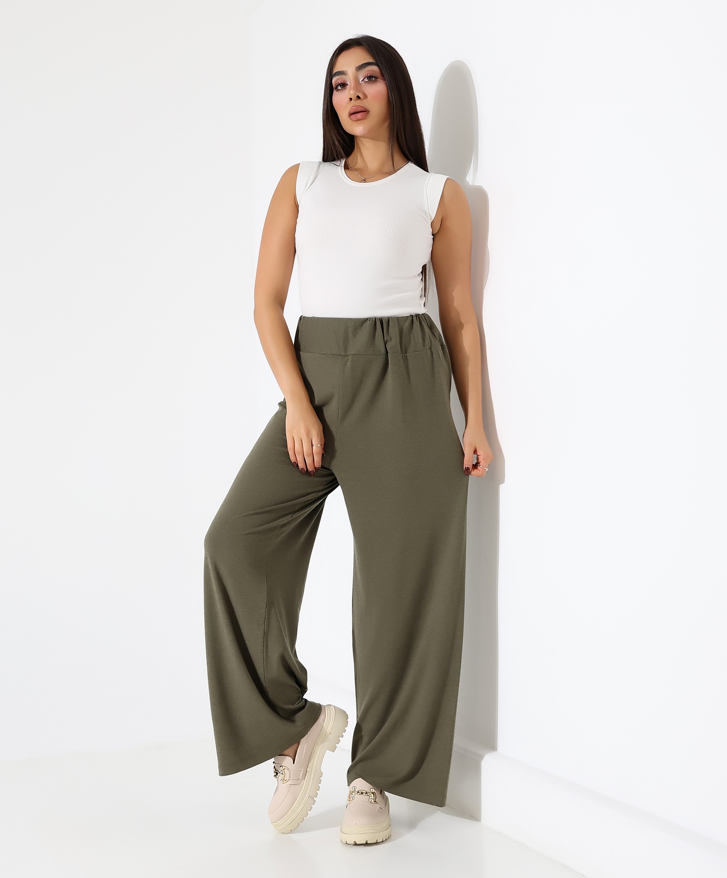 Beli Lastikli Yün Viskon Pantolon