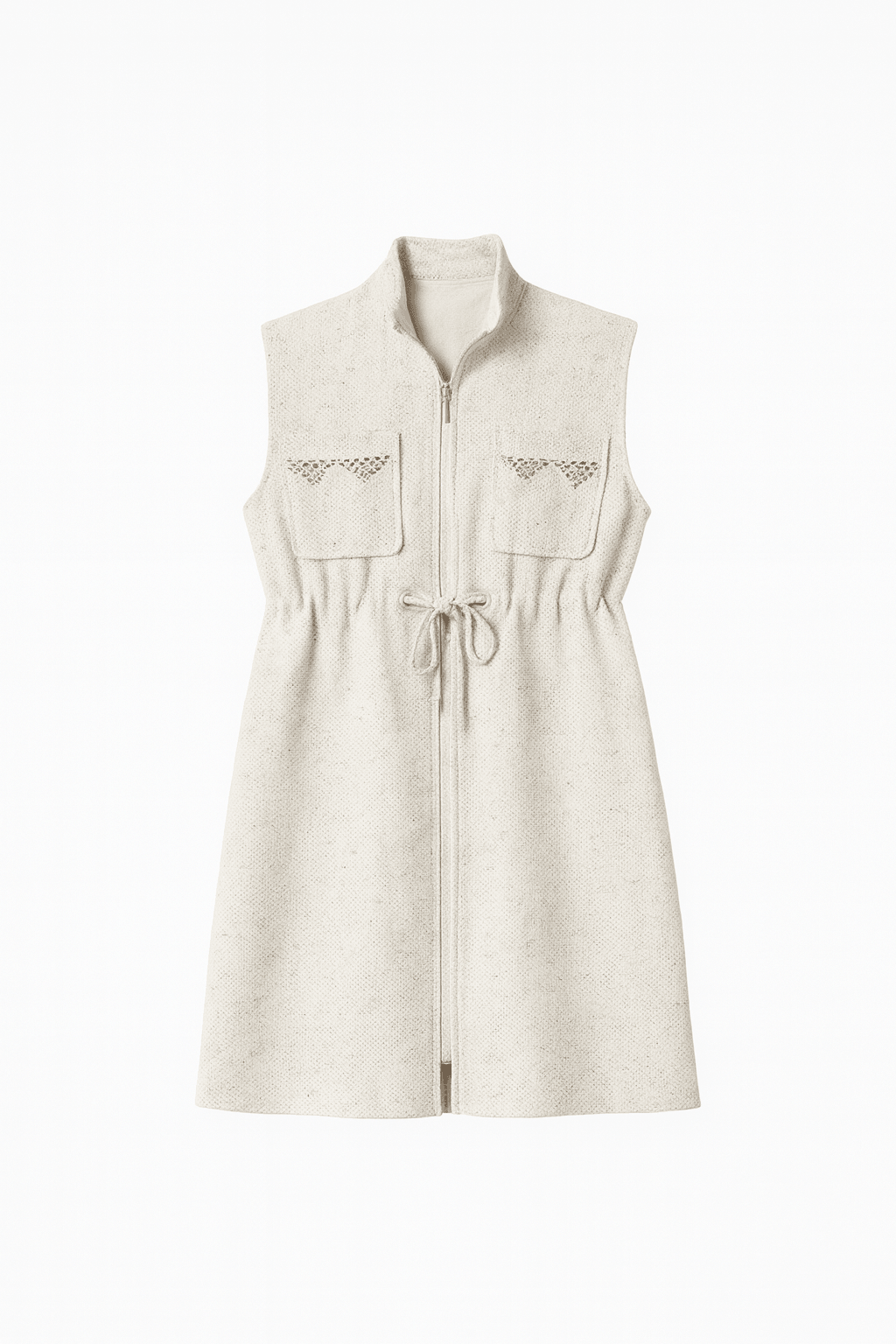 Fermuar Kapama Mütevazı Yelek - EKRU