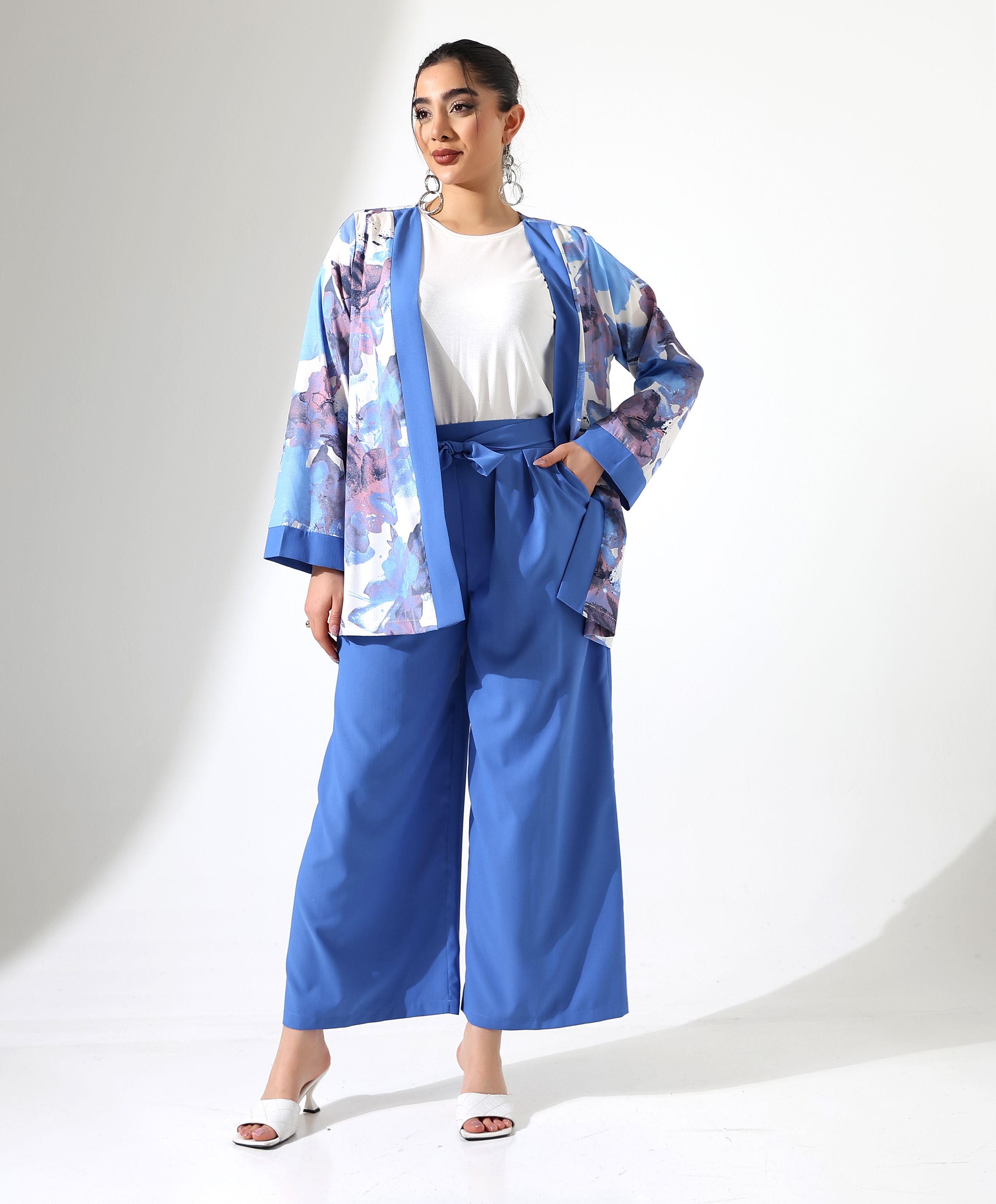 Beli Bağlamalı Kısa Kimono Takım