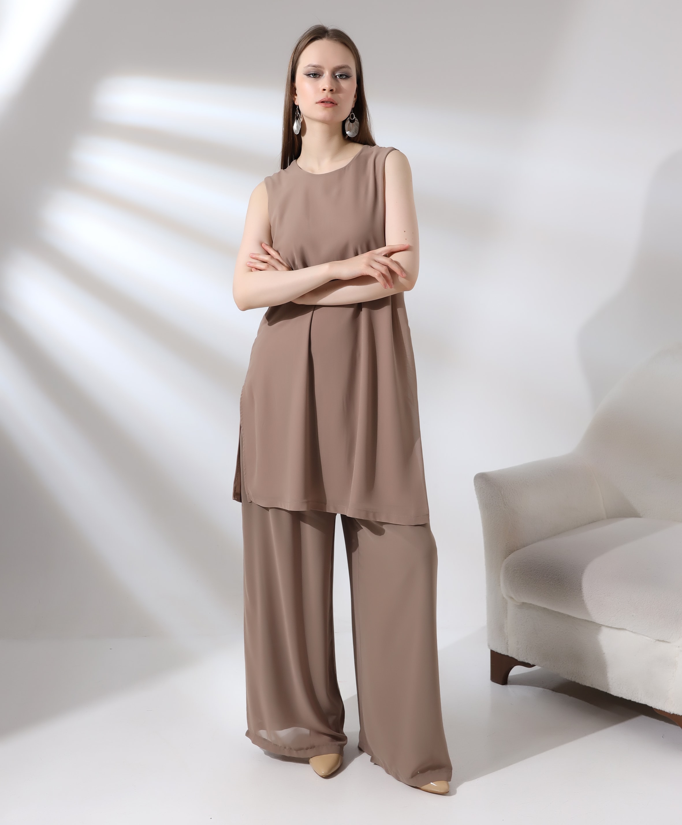 Sıfır Kol Basic İç Tunik - VİZON