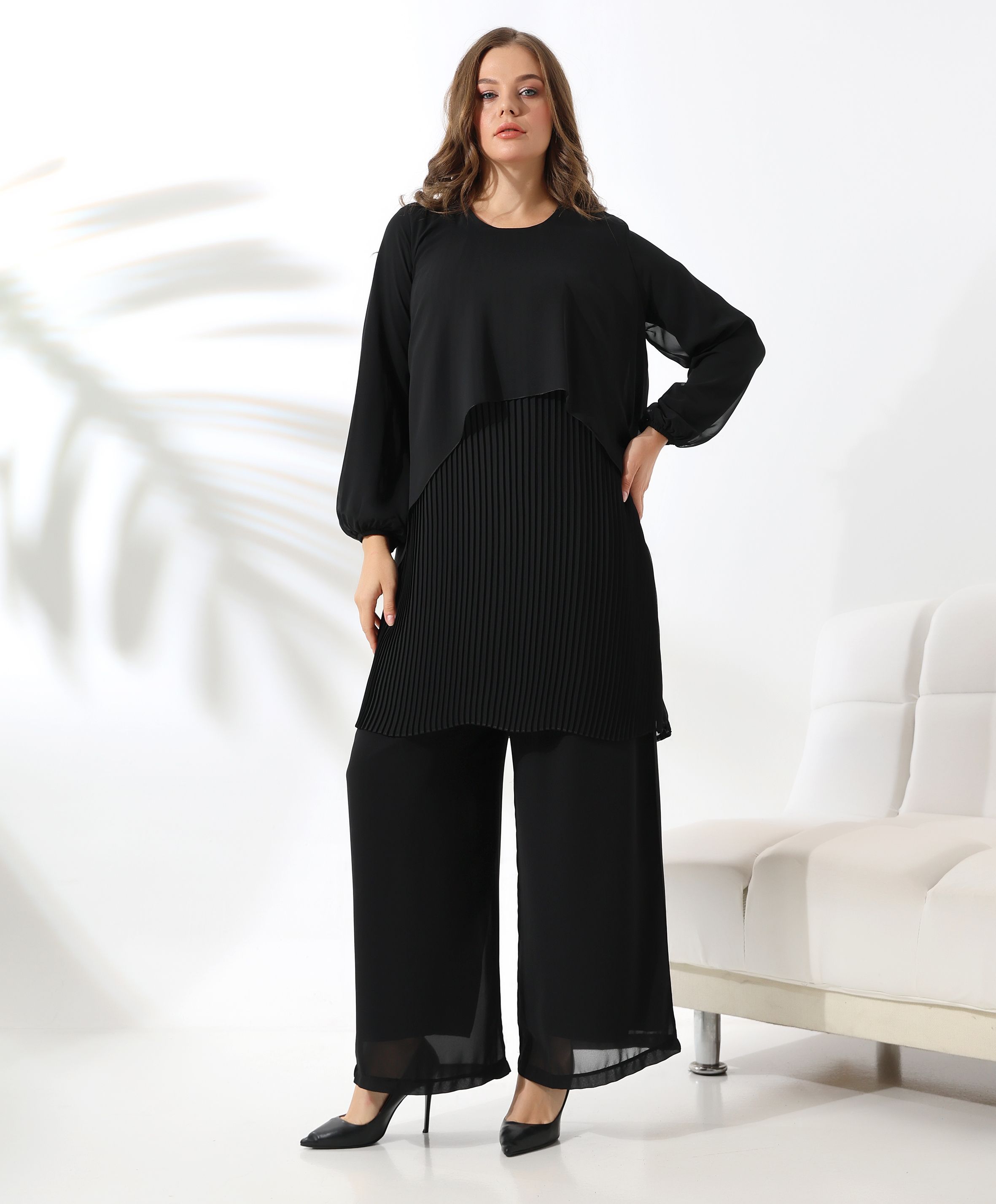 Piliseli Şifon Tunik