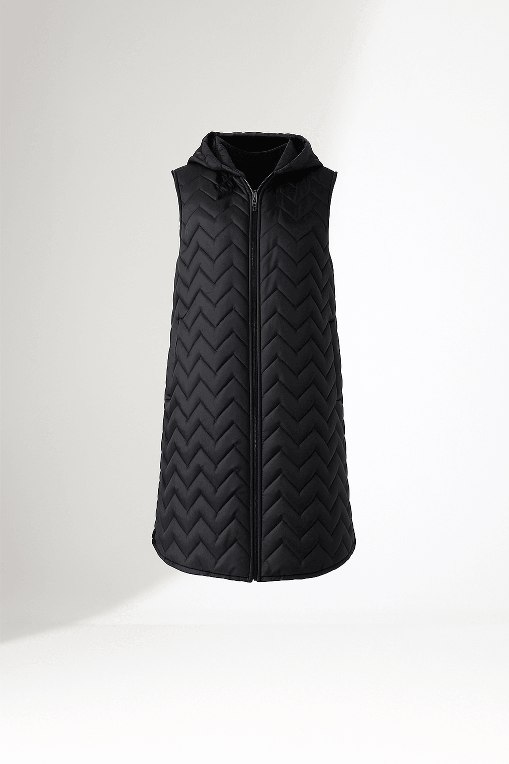 Kapüşonlu Hafif Şişme Büyük Beden Yelek - SİYAH