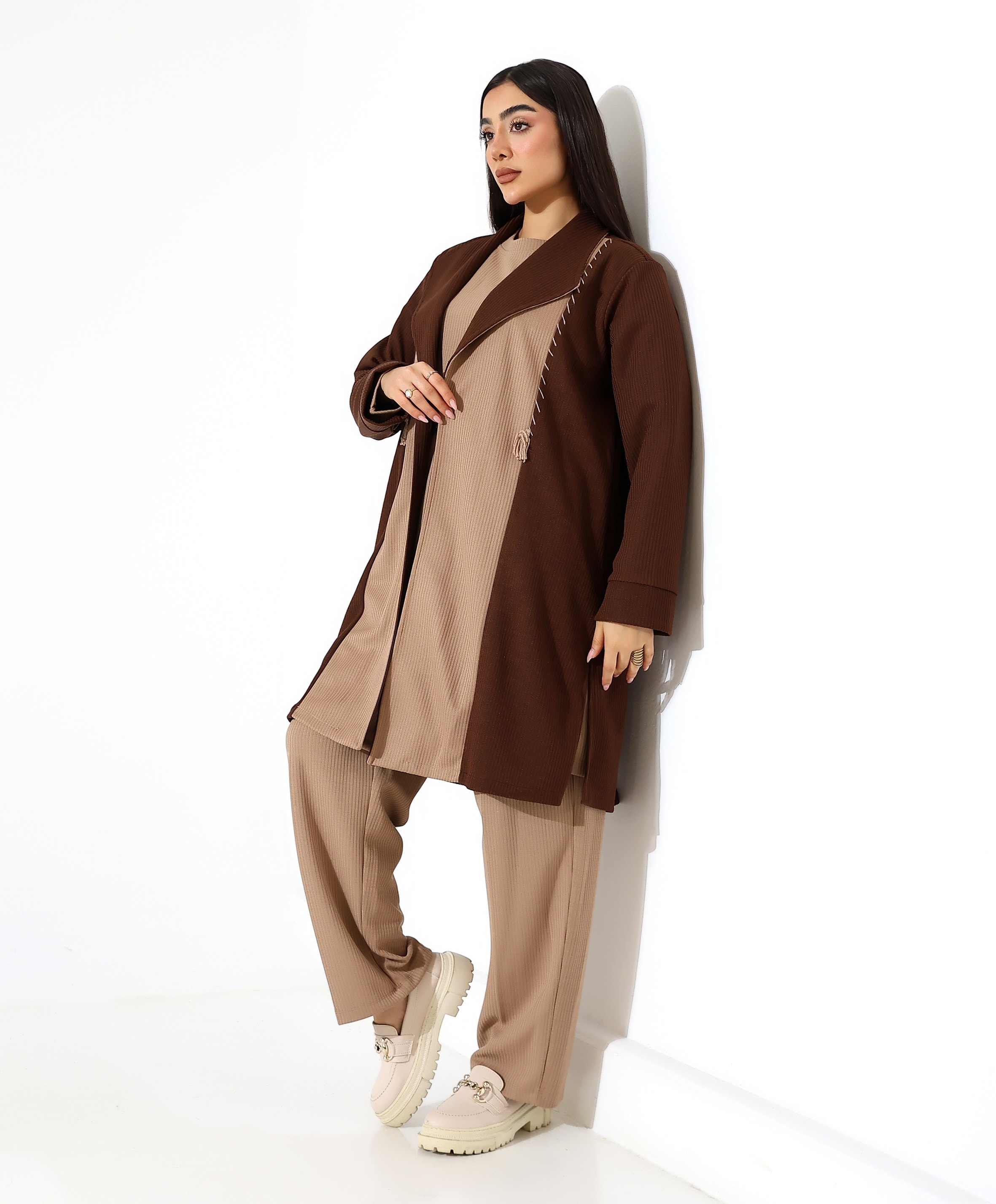 Püskül Detay Çift Renk Hırka