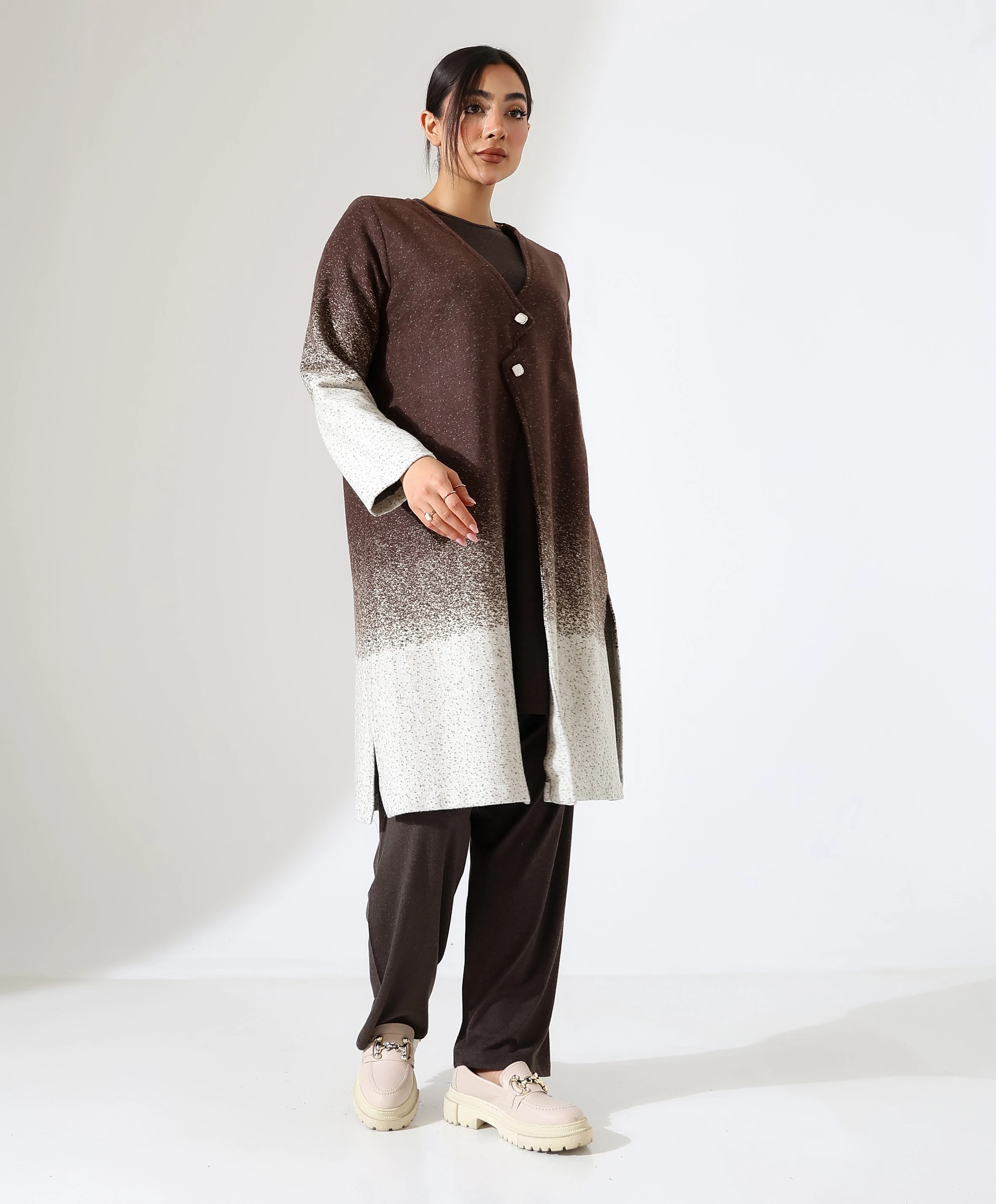 Düğme Kapama Örme Ceket Üç Parça Takım