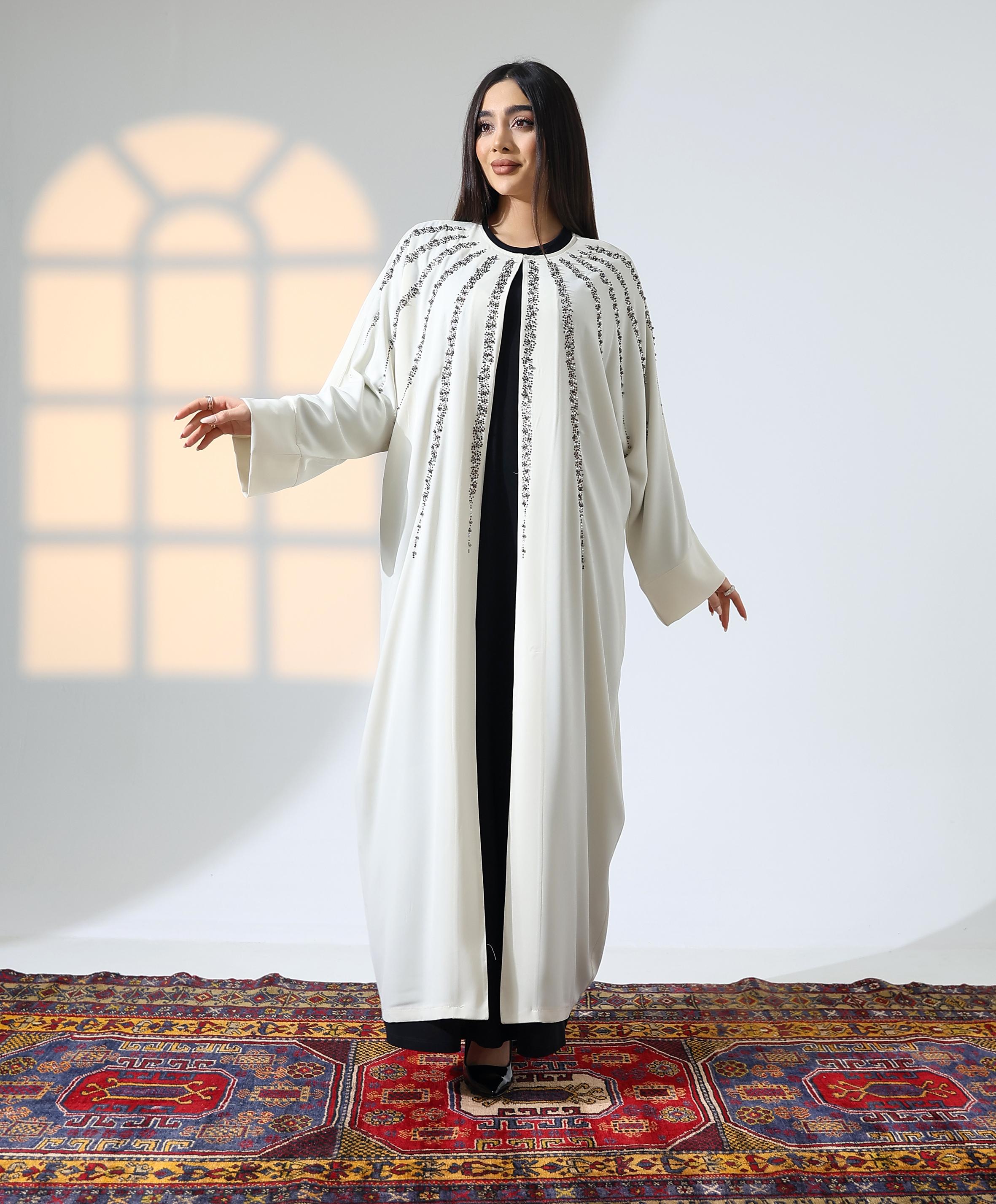Agraf Kapama Taş Detay Uzun Abaya
