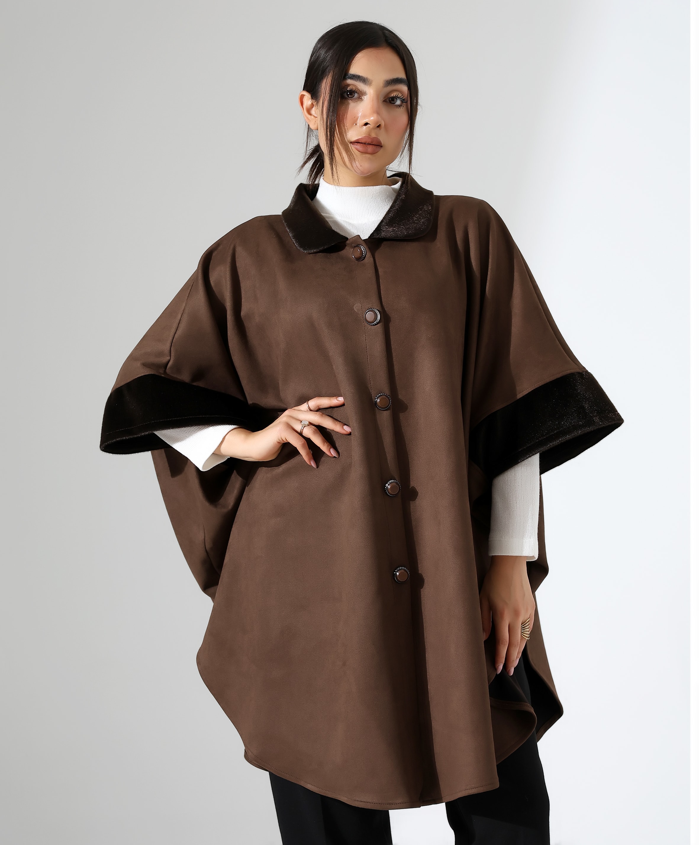 Kürk Detay Büyük Beden Panço