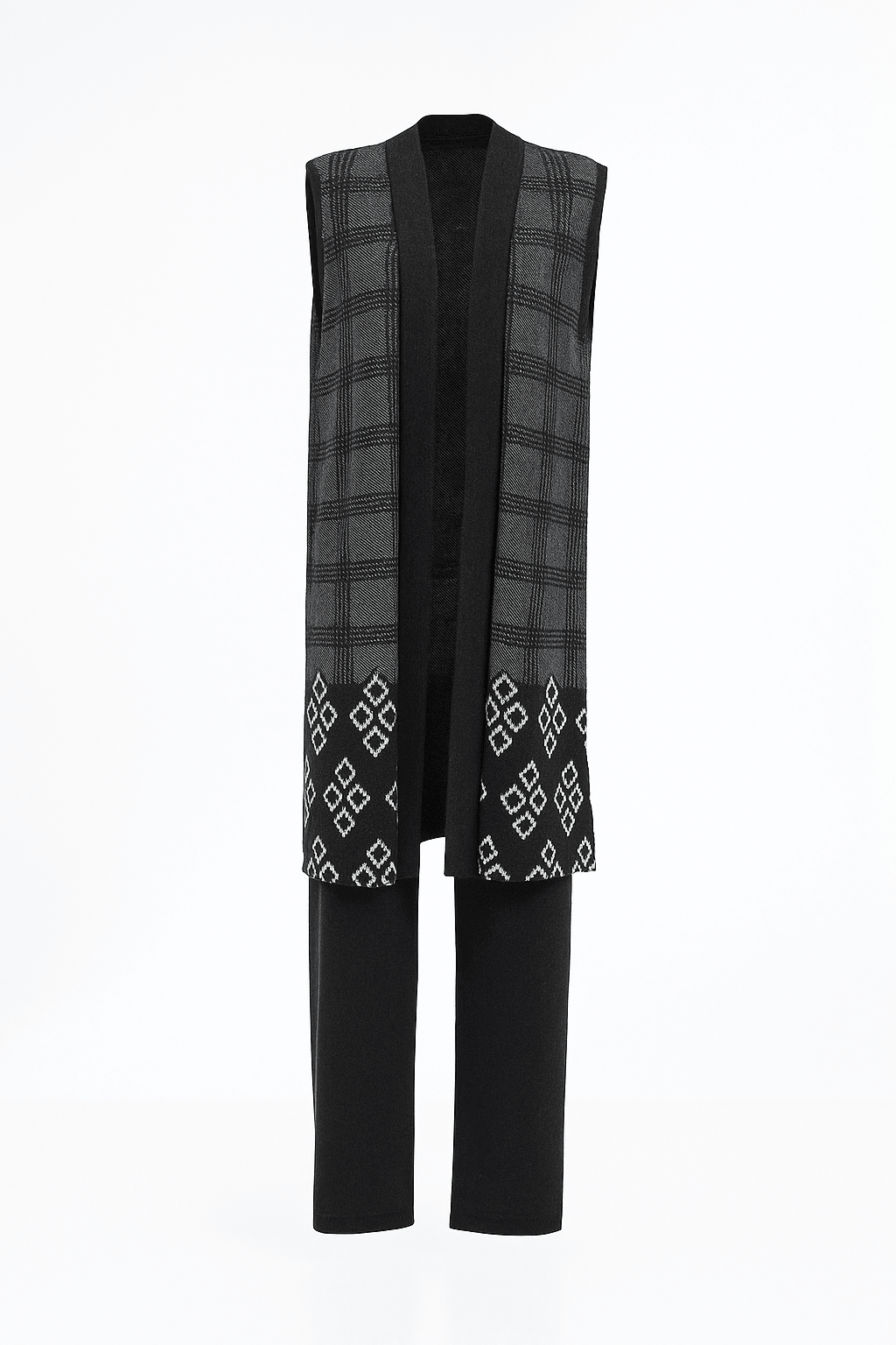 Pamuk Örme Yelek Üç Parça Takım - SİYAH