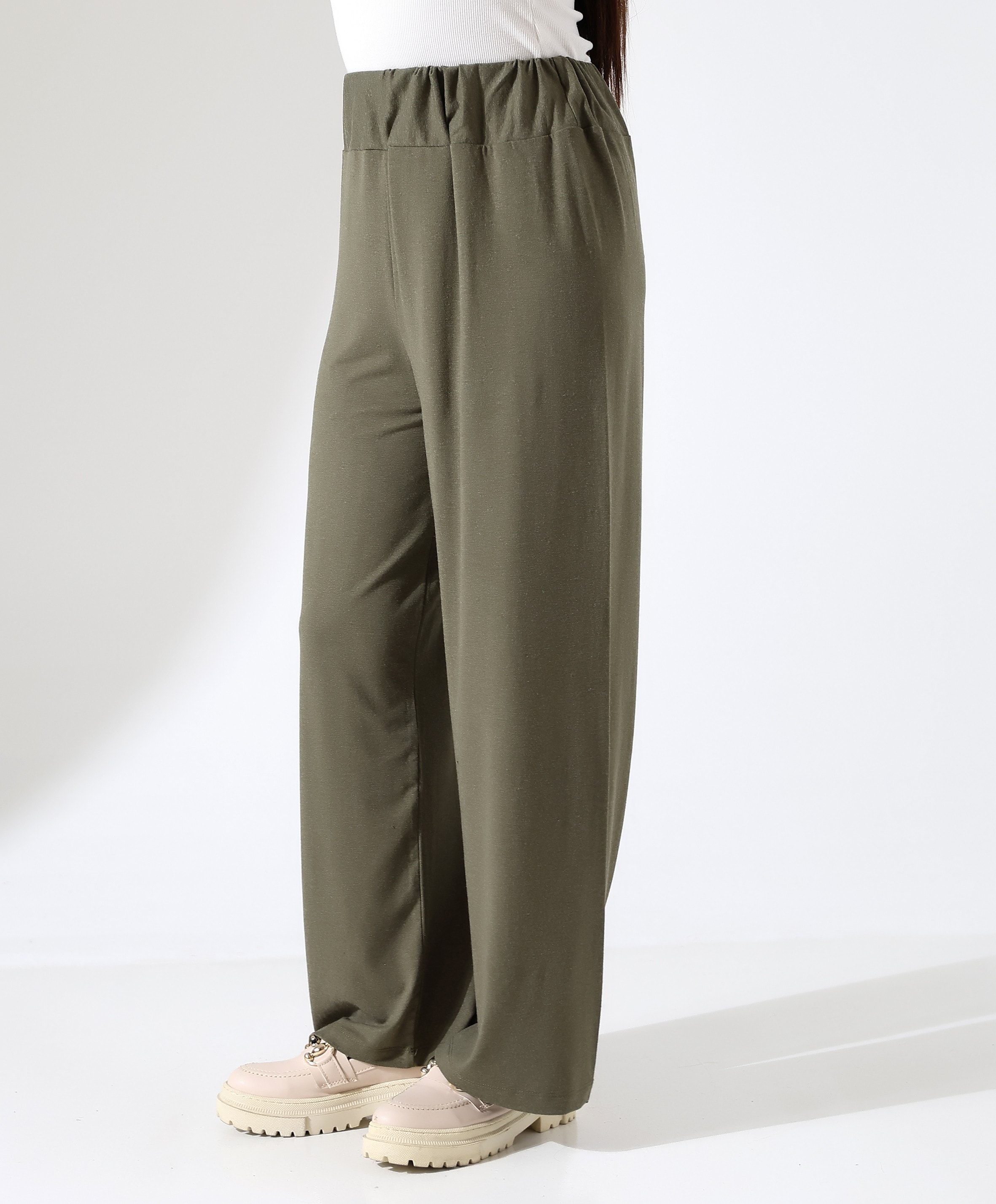 Beli Lastikli Yün Viskon Pantolon