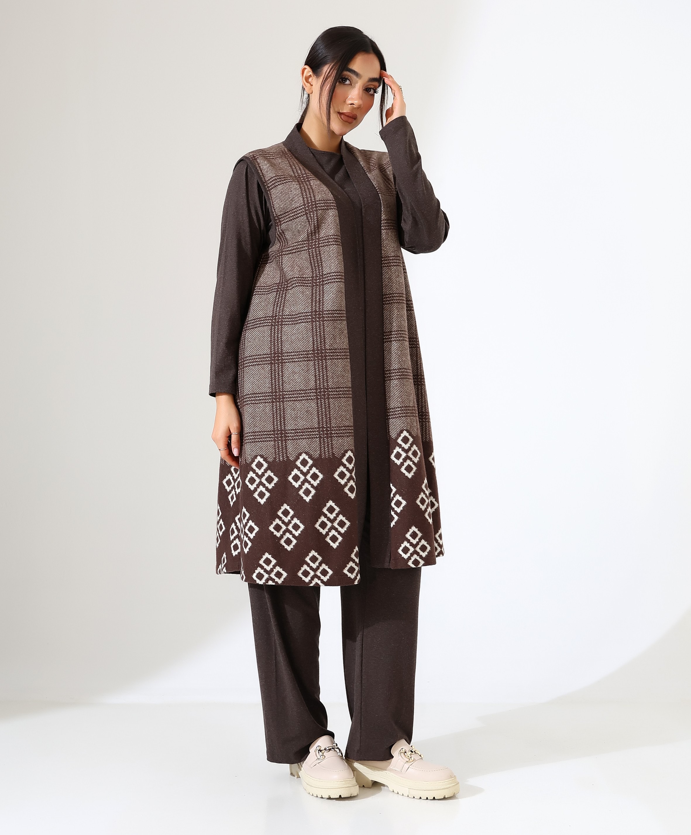 Pamuk Örme Yelek Üç Parça Takım