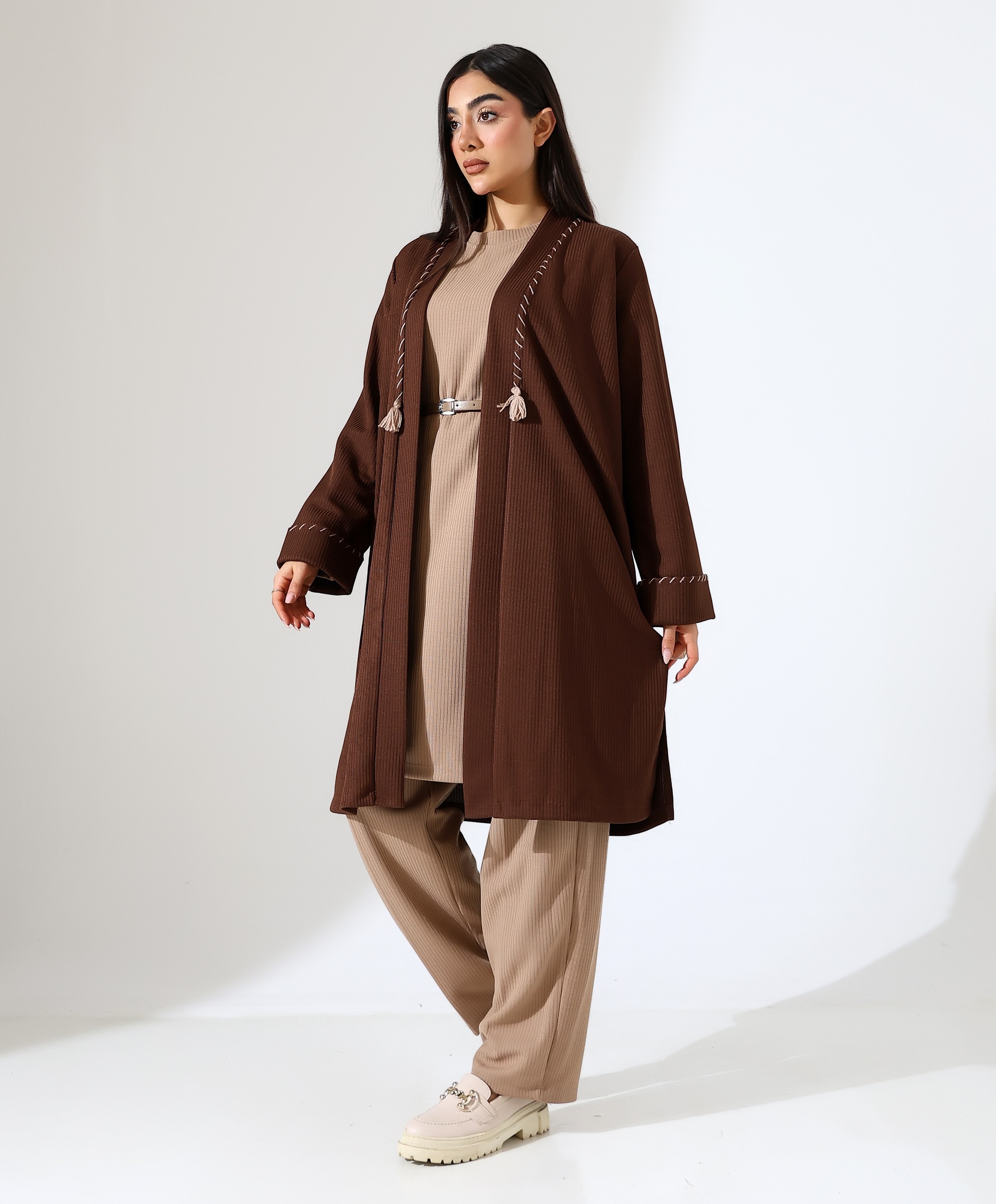 Püskül Detay Bol Kalıp Uzun Hırka