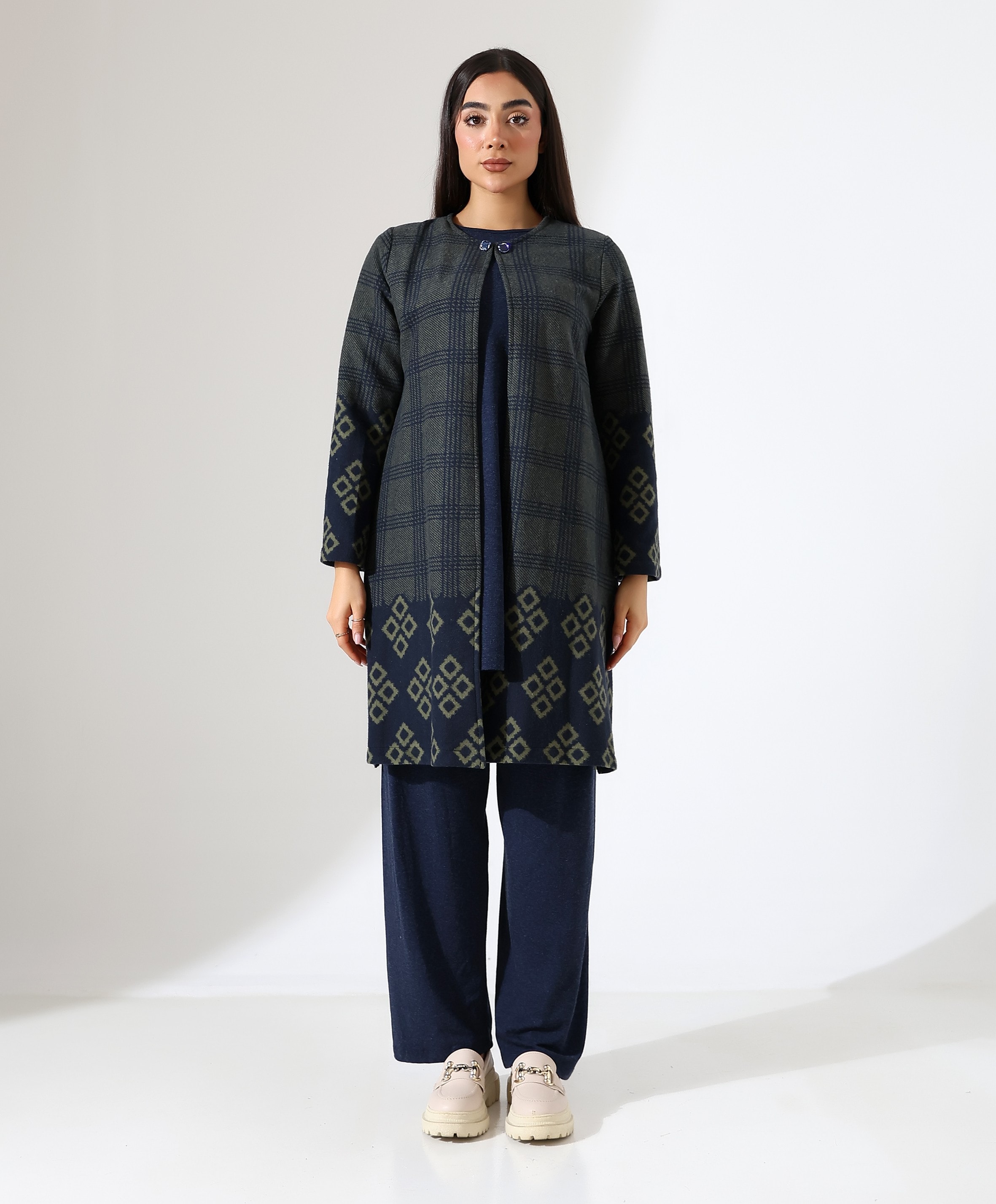 Pamuk Örme Ceketli Üç Parça Takım - HAKİ