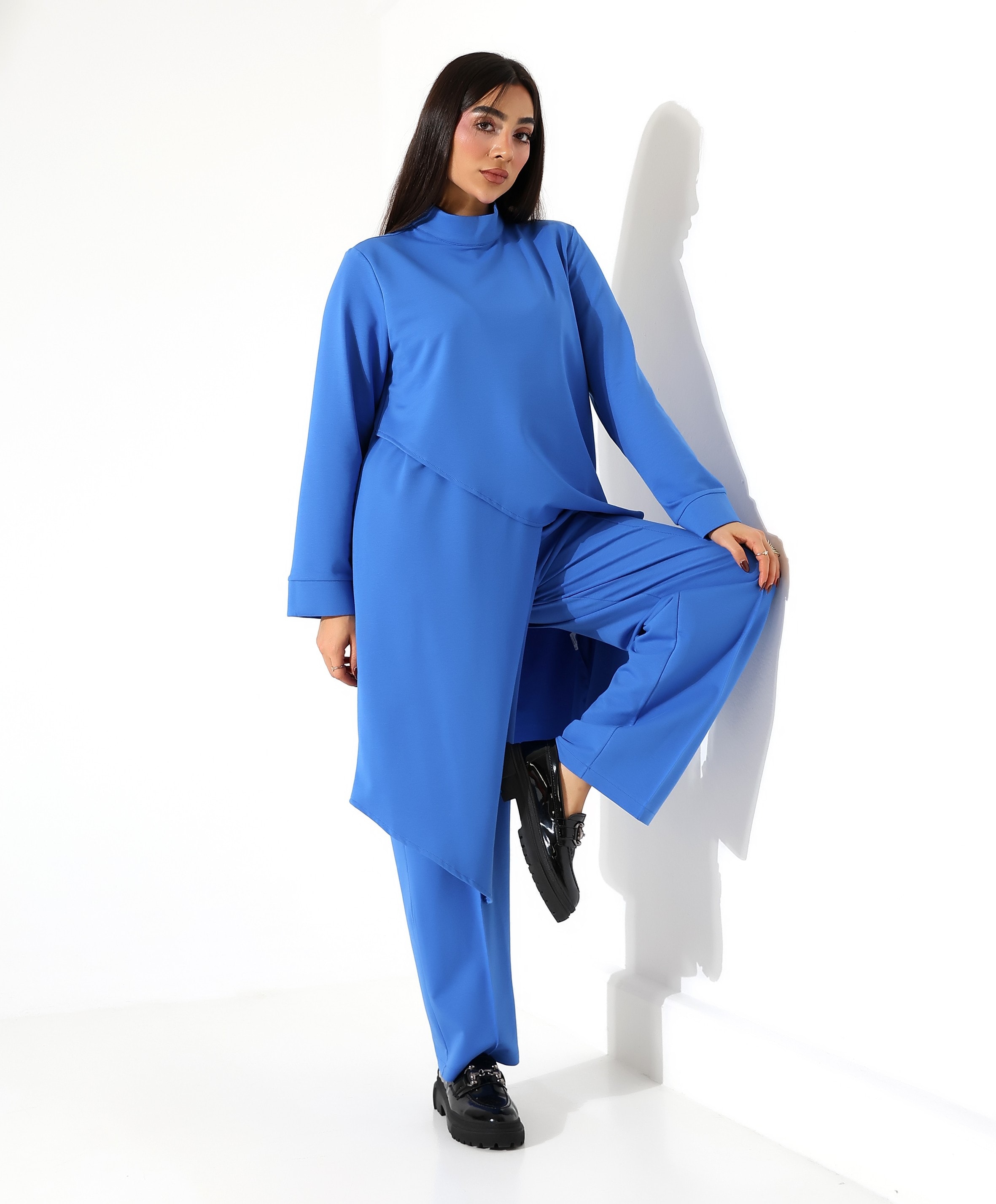 Asimetrik Boğazlı Pamuk İki Parça Takım