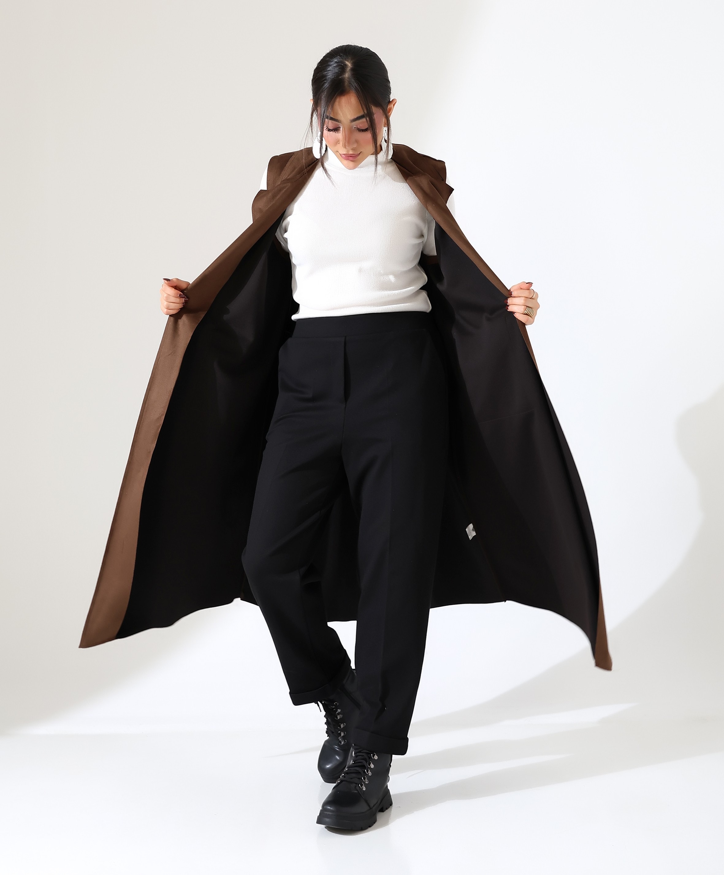 Kürk Detay Çift Cep Uzun Yelek