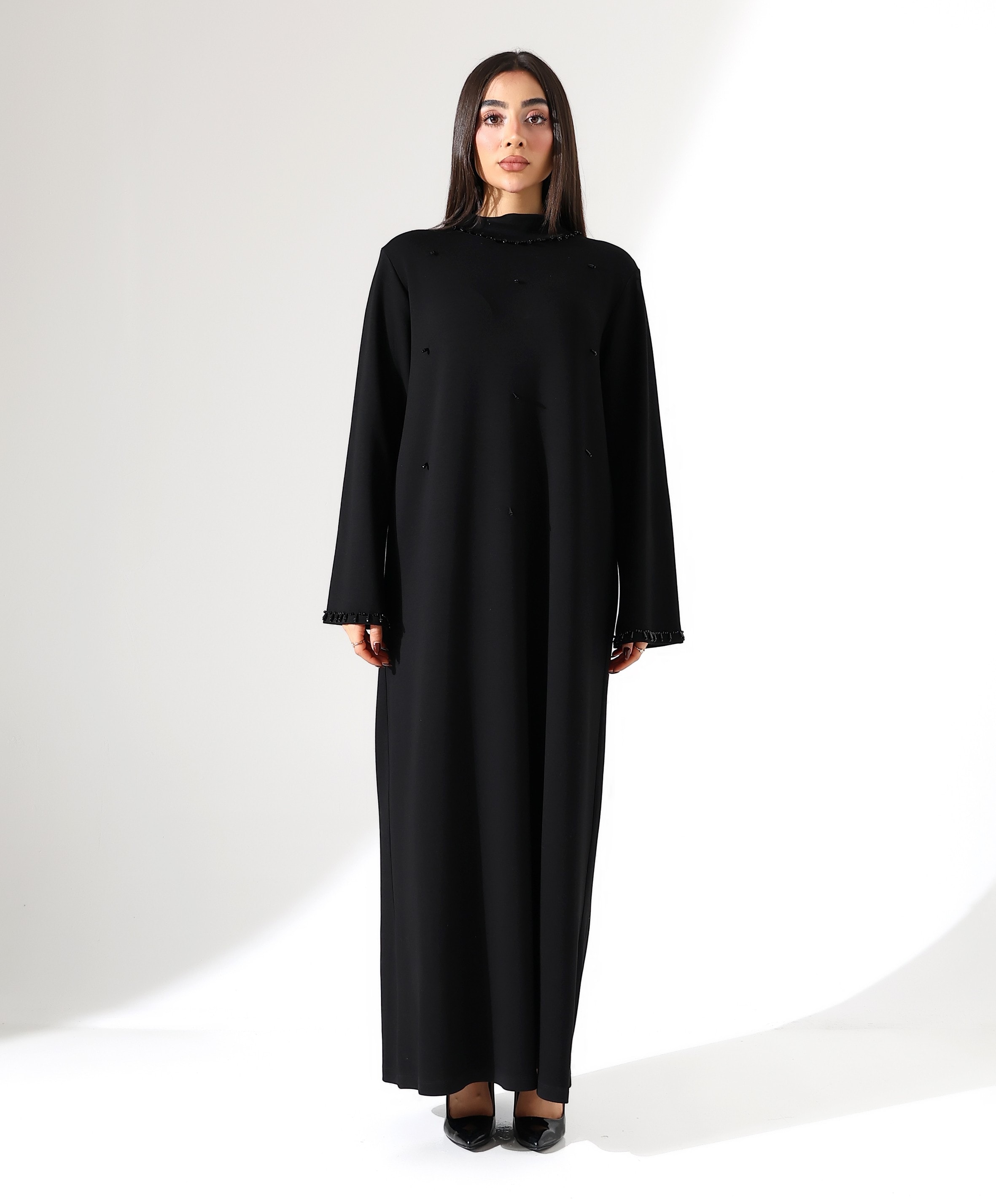 Taş Detay Davet Büyük Beden Elbise - SİYAH