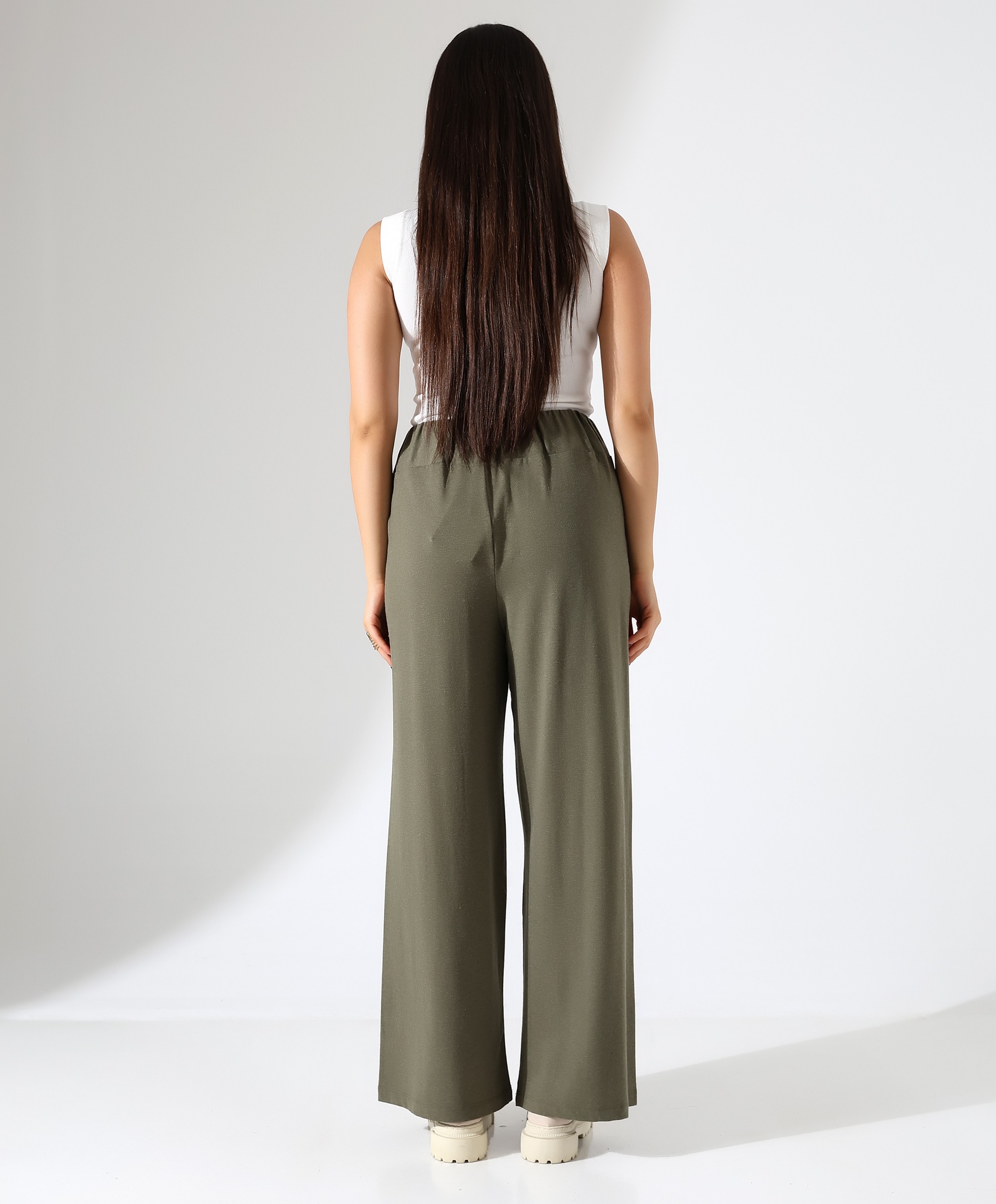 Beli Lastikli Yün Viskon Pantolon