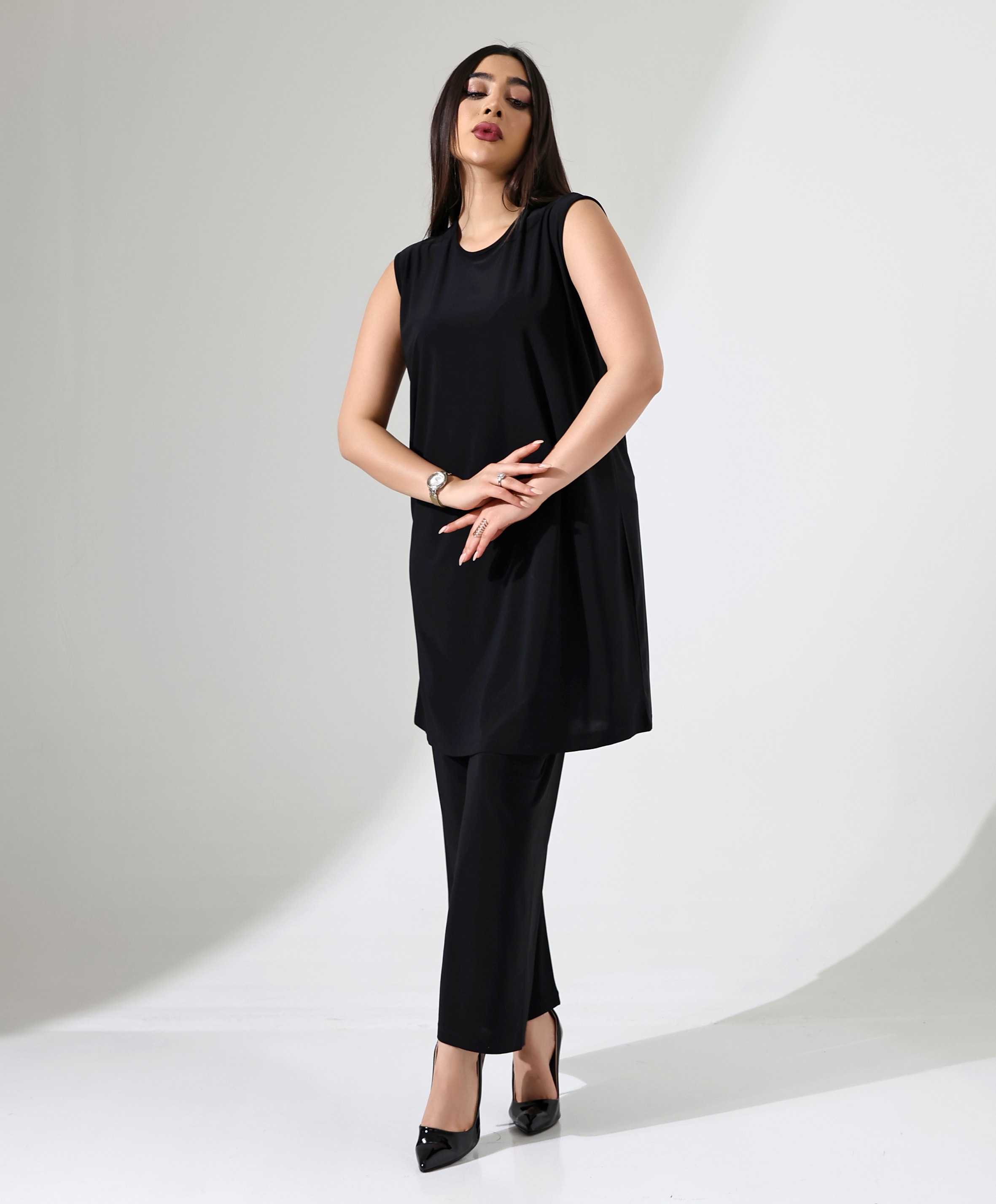 Battal Beden Sıfır Kol Tunik