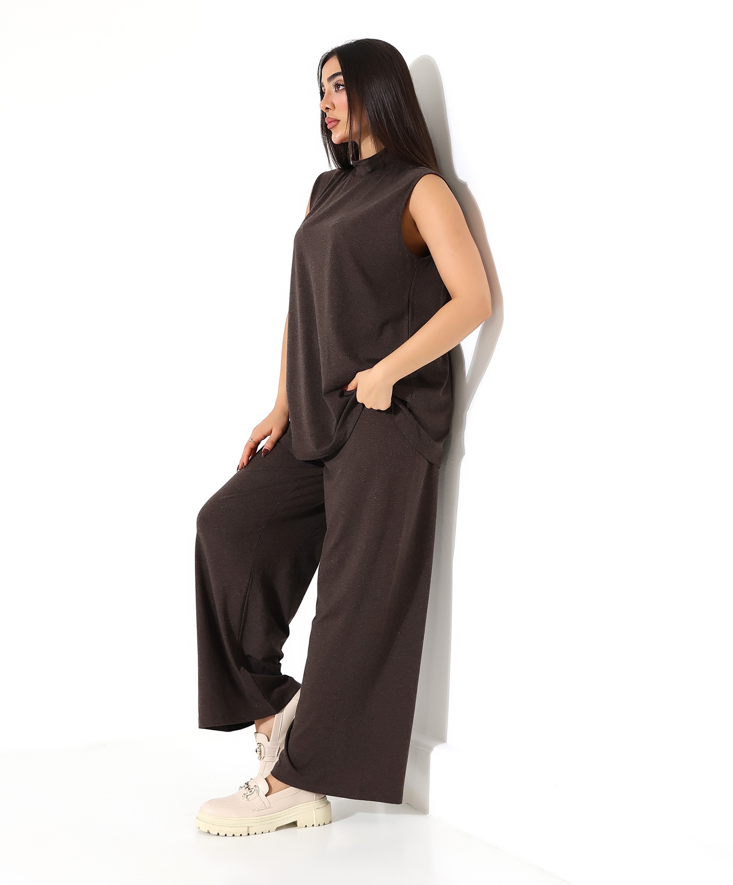 Sıfır Kol Yün Viskon Boğazlı Bluz