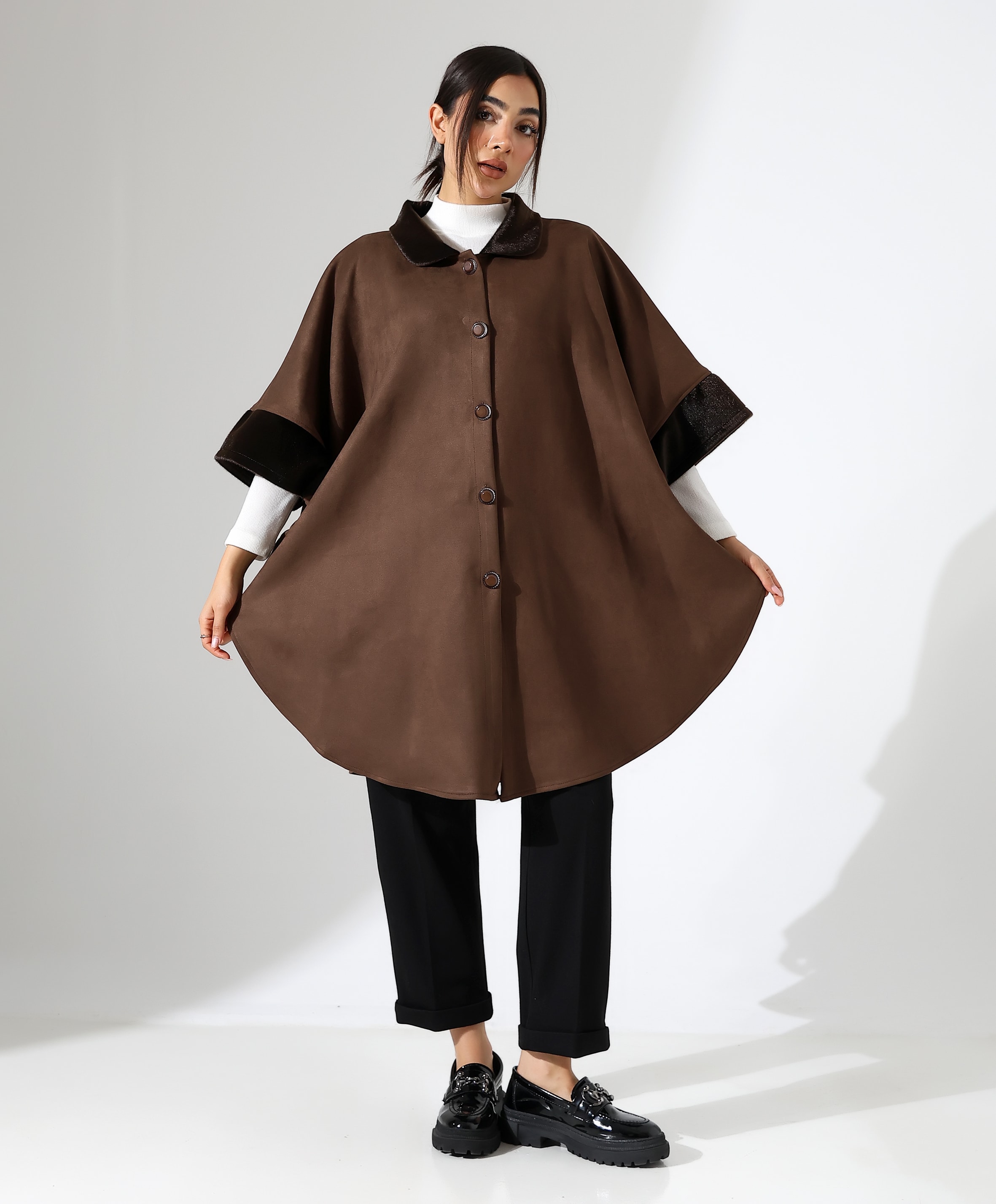 Kürk Detay Büyük Beden Panço