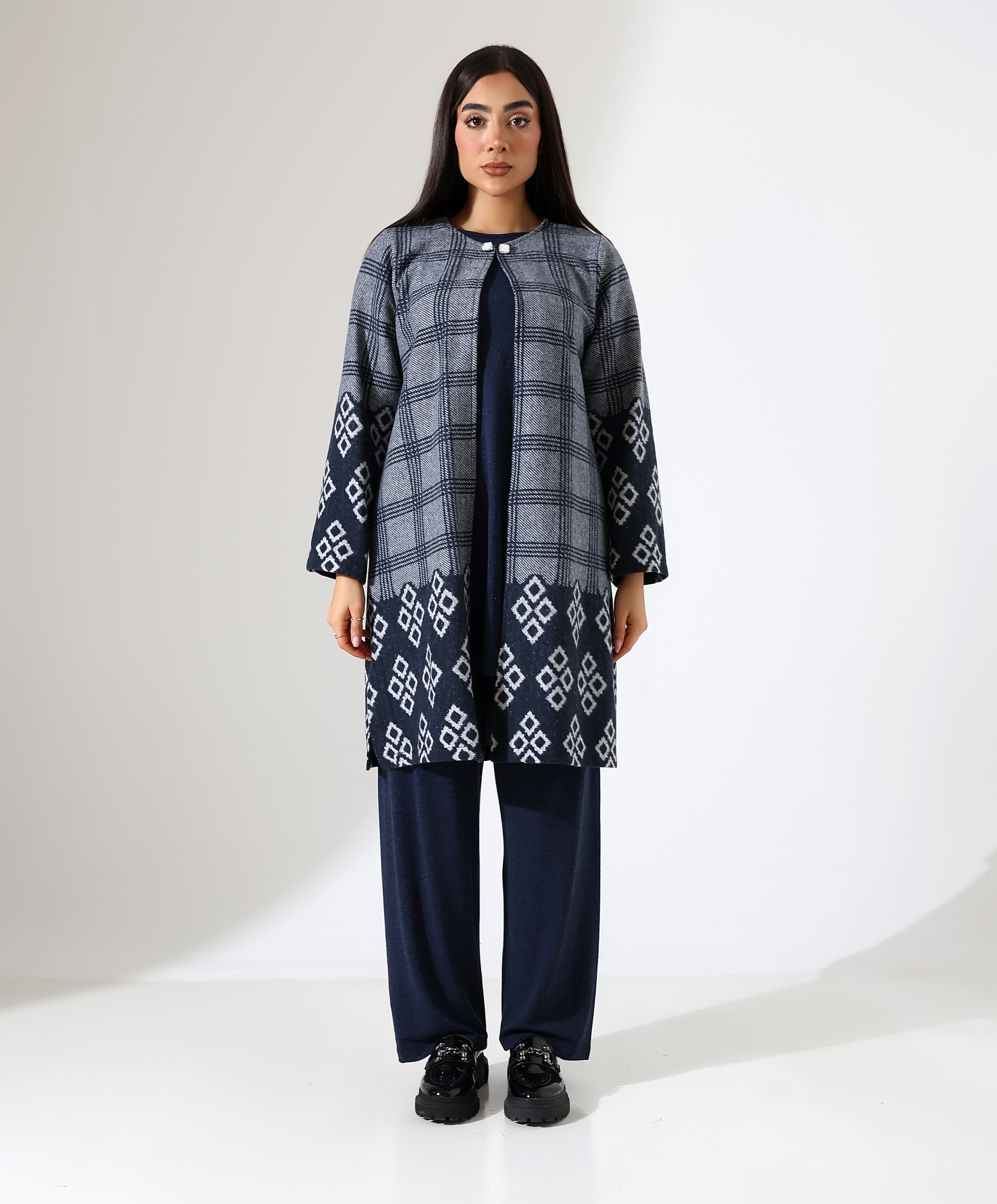 Pamuk Örme Ceketli Üç Parça Takım - LACİVERT