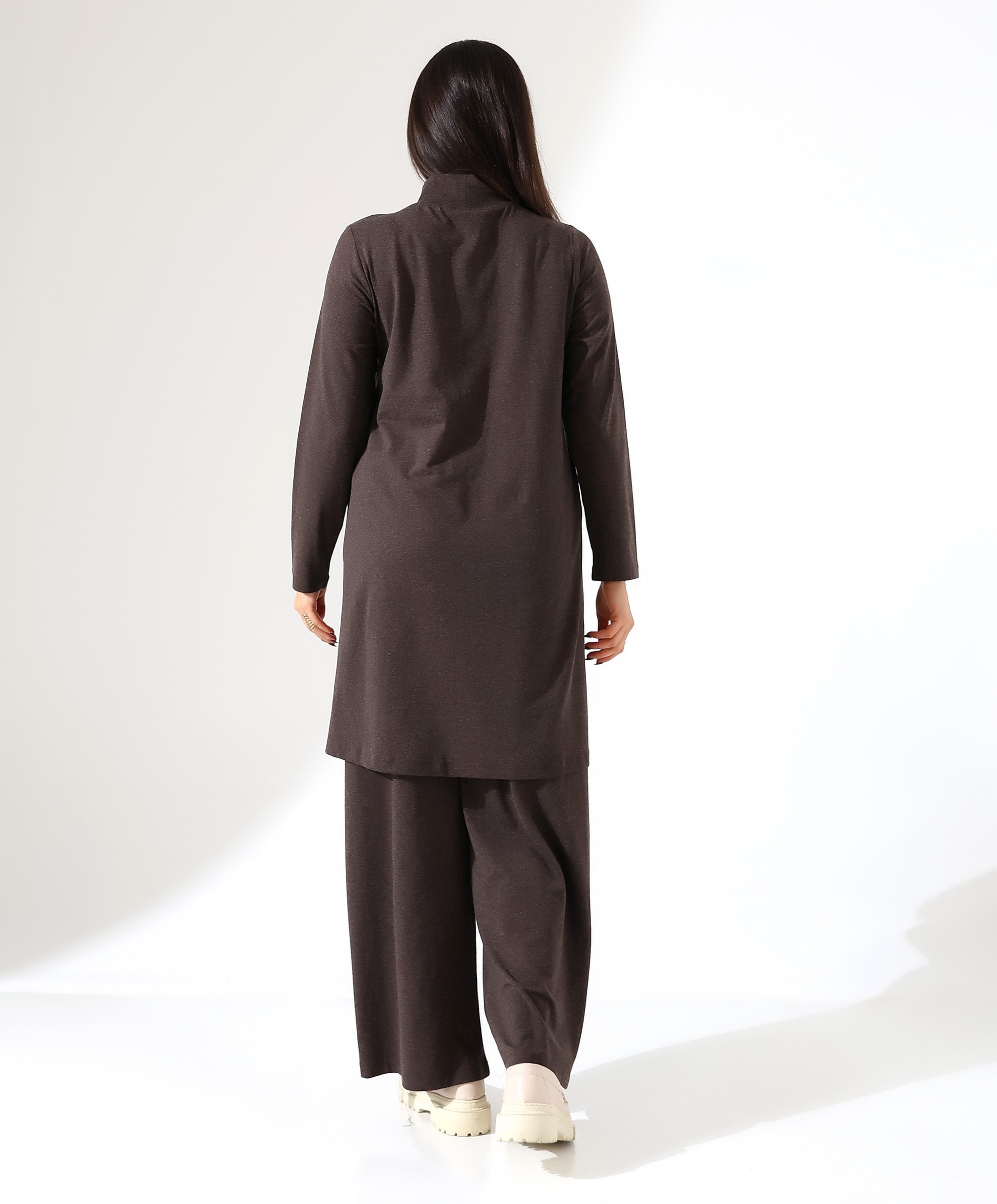 Boğazlı Yün Viskon Uzun Tunik