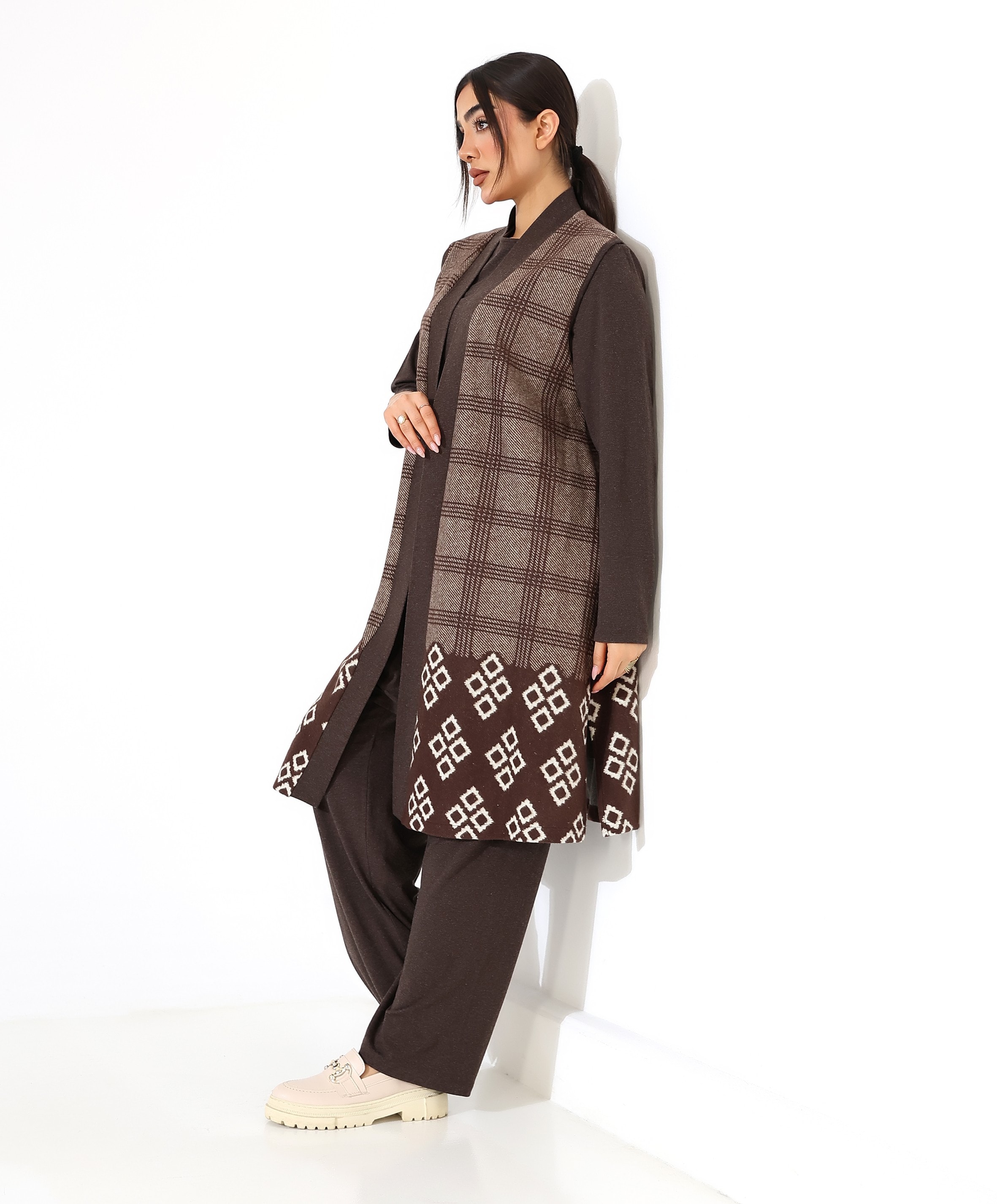 Pamuk Örme Yelek Üç Parça Takım