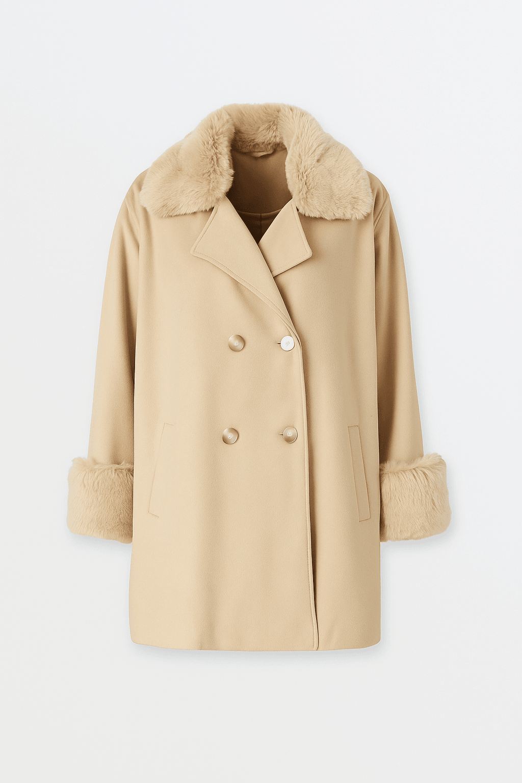 Düğme Kapama Kürk Detay Ceket - VİZON