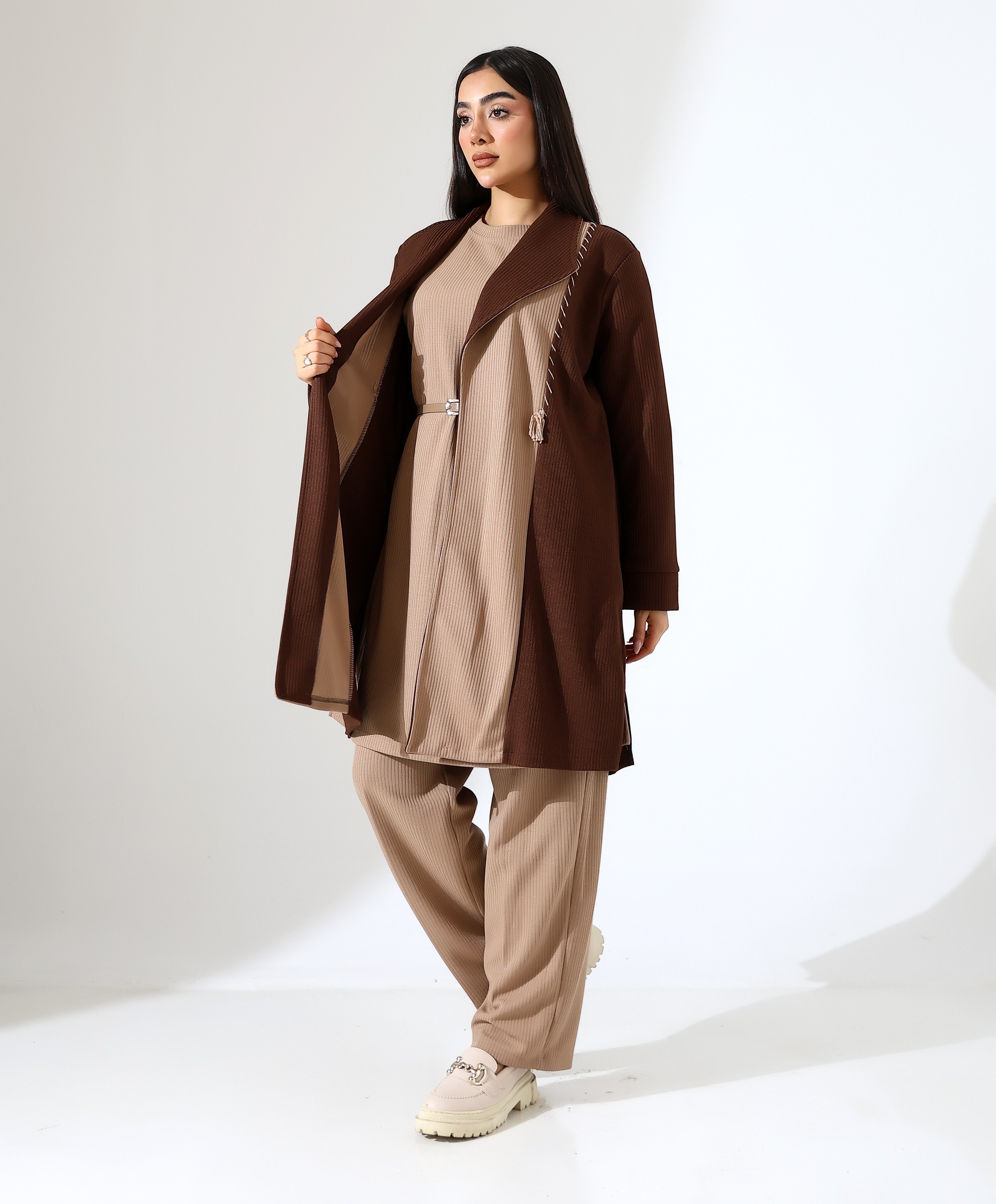 Püskül Detay Çift Renk Hırka