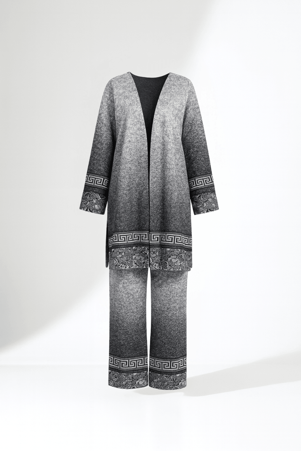 Kimono Büyük Beden Üç Parça Takım - SİYAH