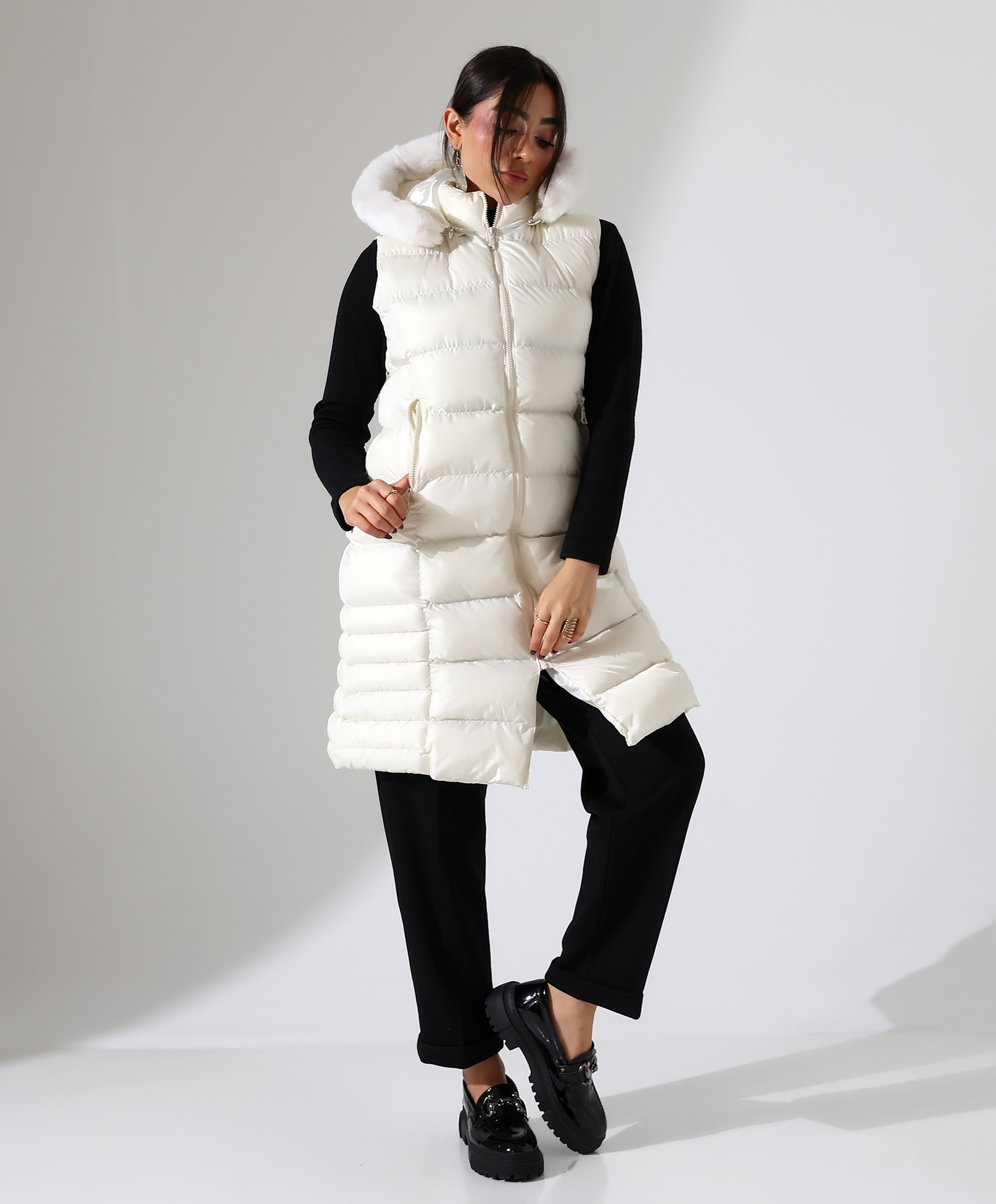 Kürk Detay Kapitone Şişme Yelek