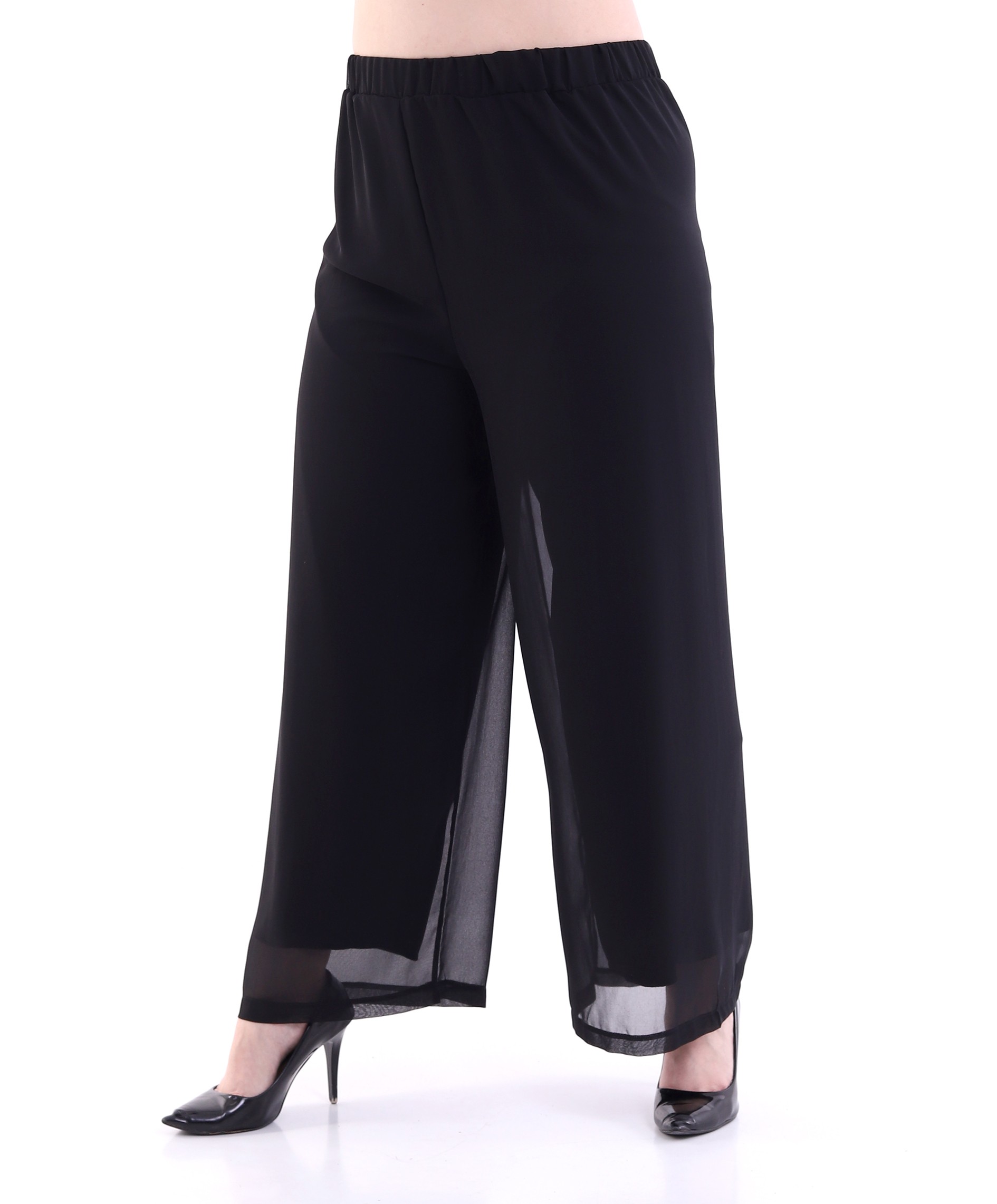 Şifon İçi Astarlı Beli Lastikli Pantolon
