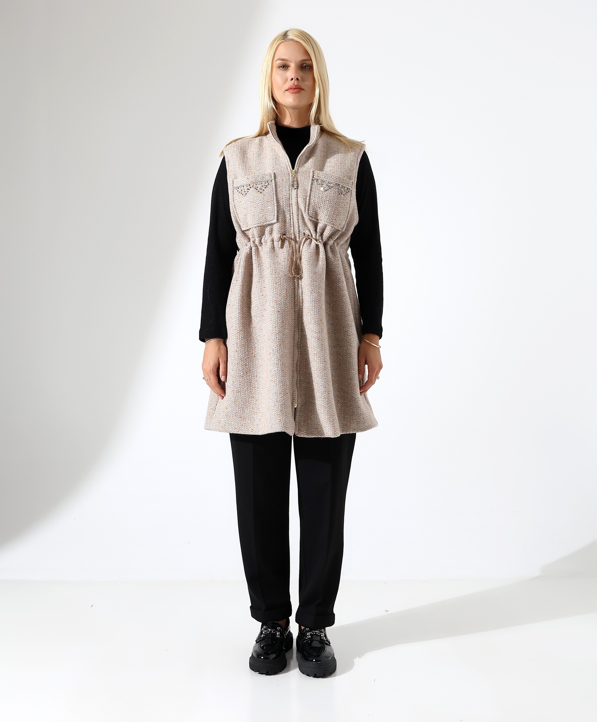 Fermuar Kapama Mütevazı Yelek - KAHVE