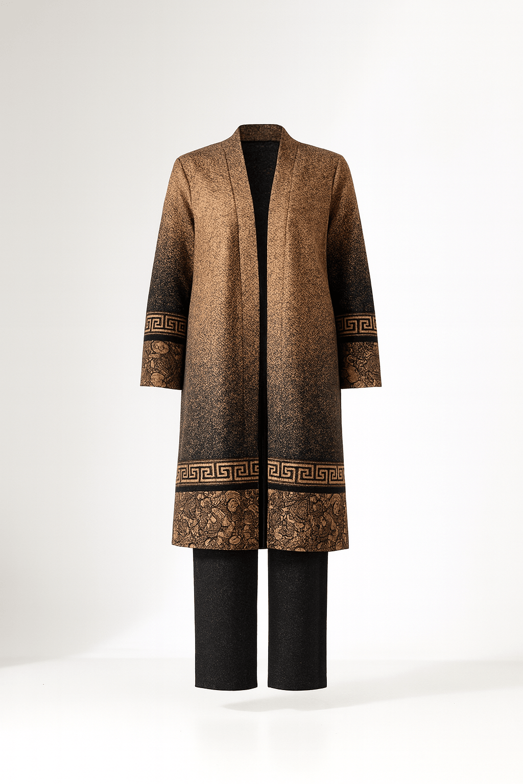 Hırka Üç Parça Tesettür Anne Takım - CAMEL