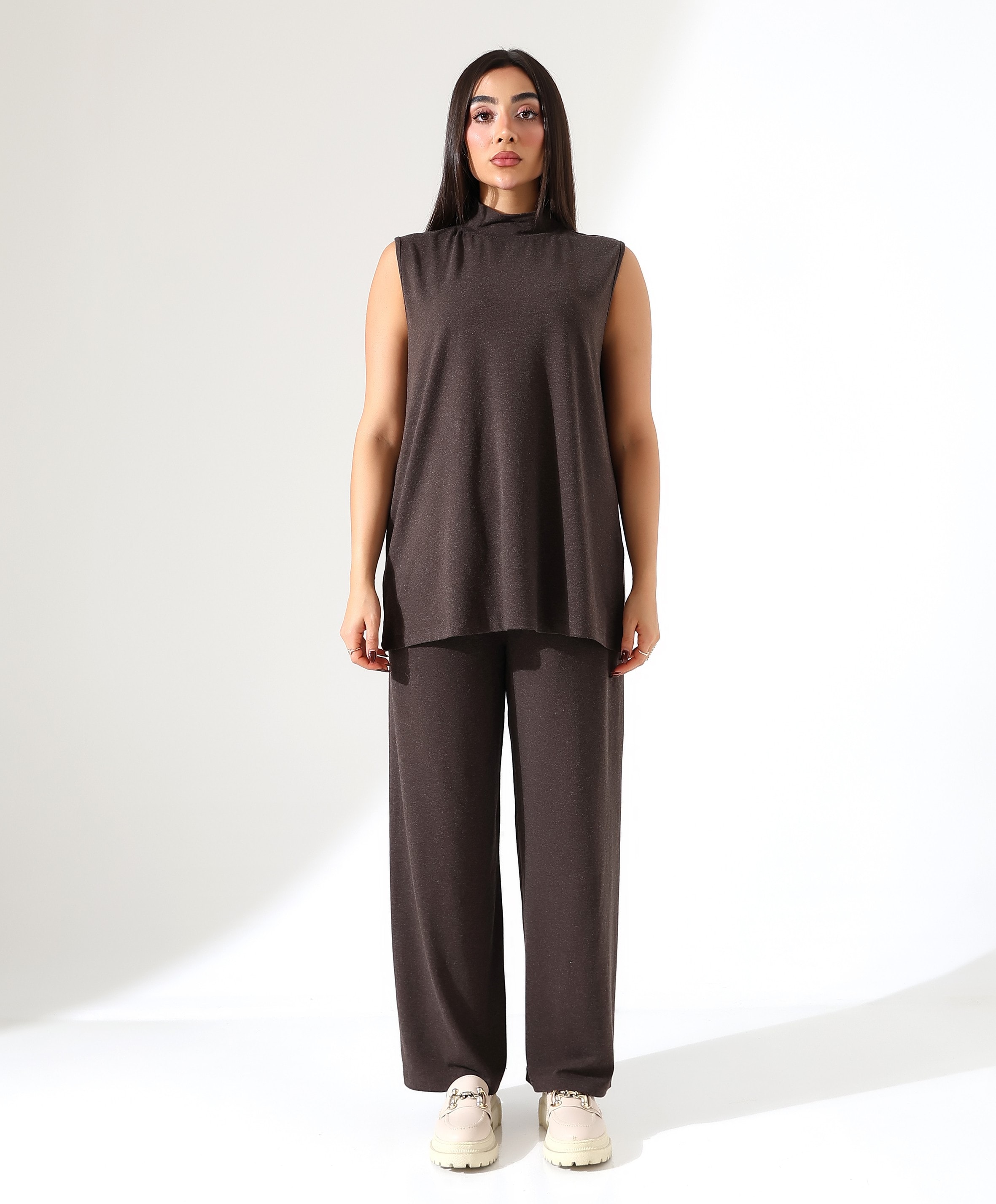 Sıfır Kol Yün Viskon Boğazlı Bluz