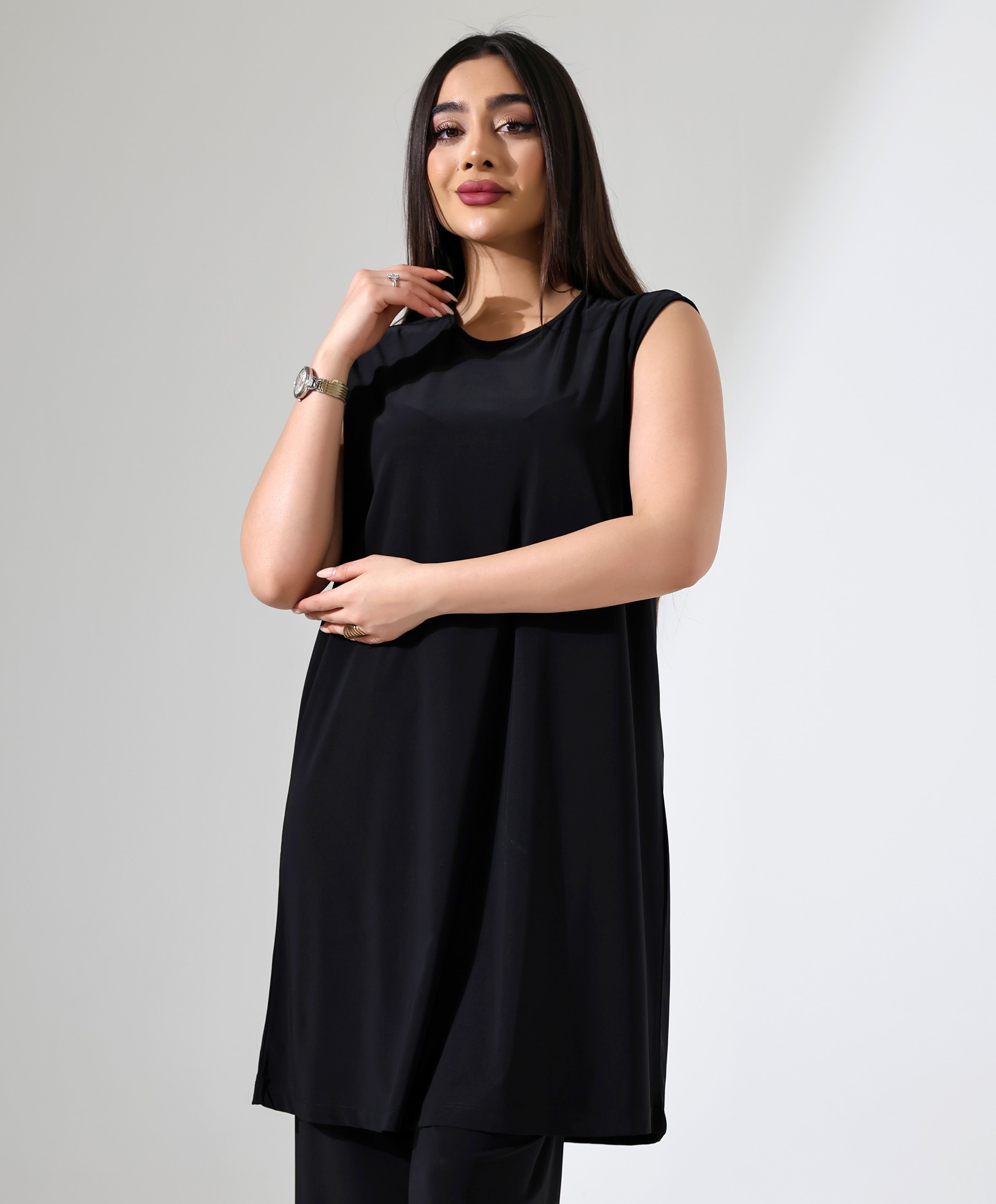 Battal Beden Sıfır Kol Tunik