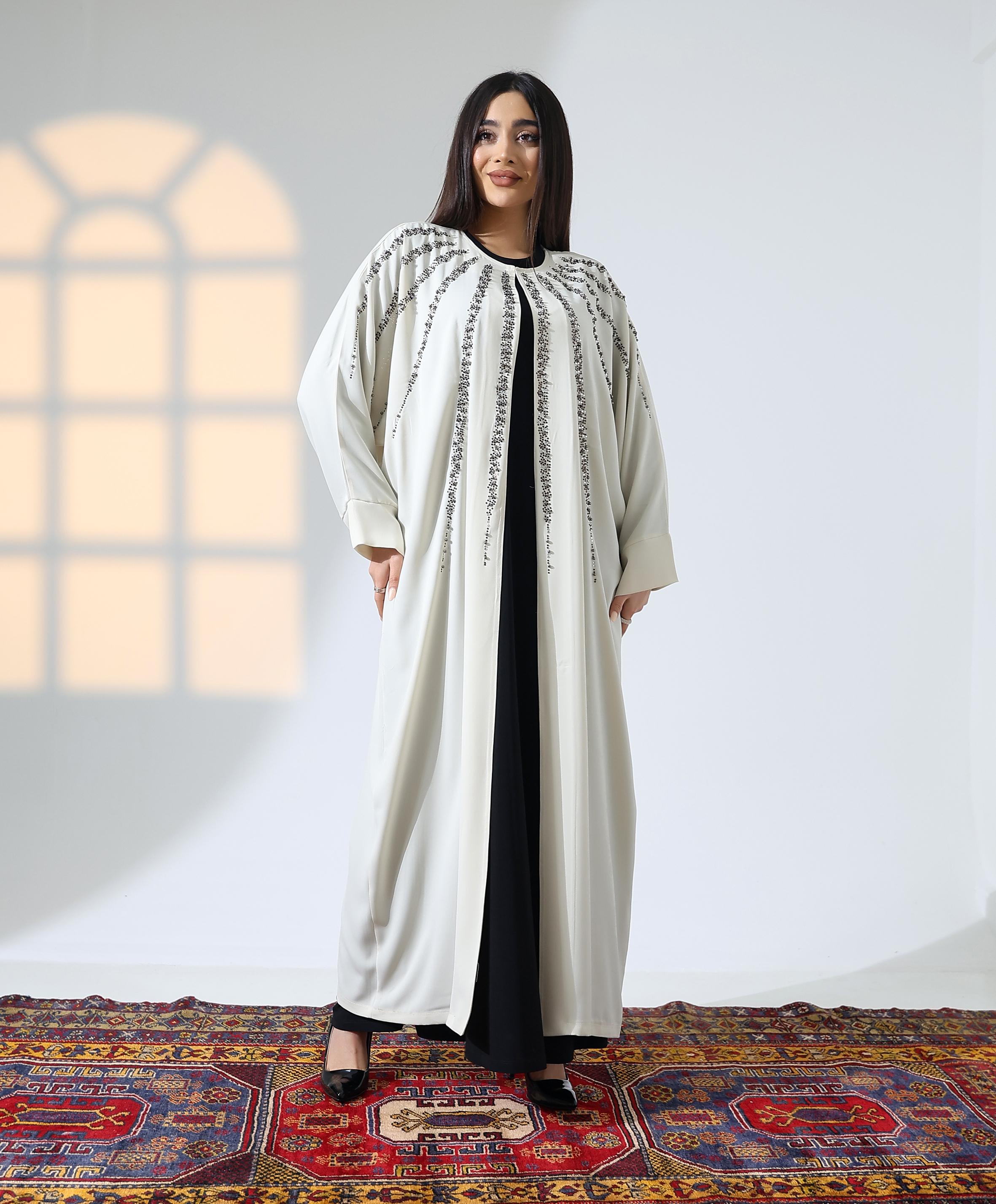 Agraf Kapama Taş Detay Uzun Abaya