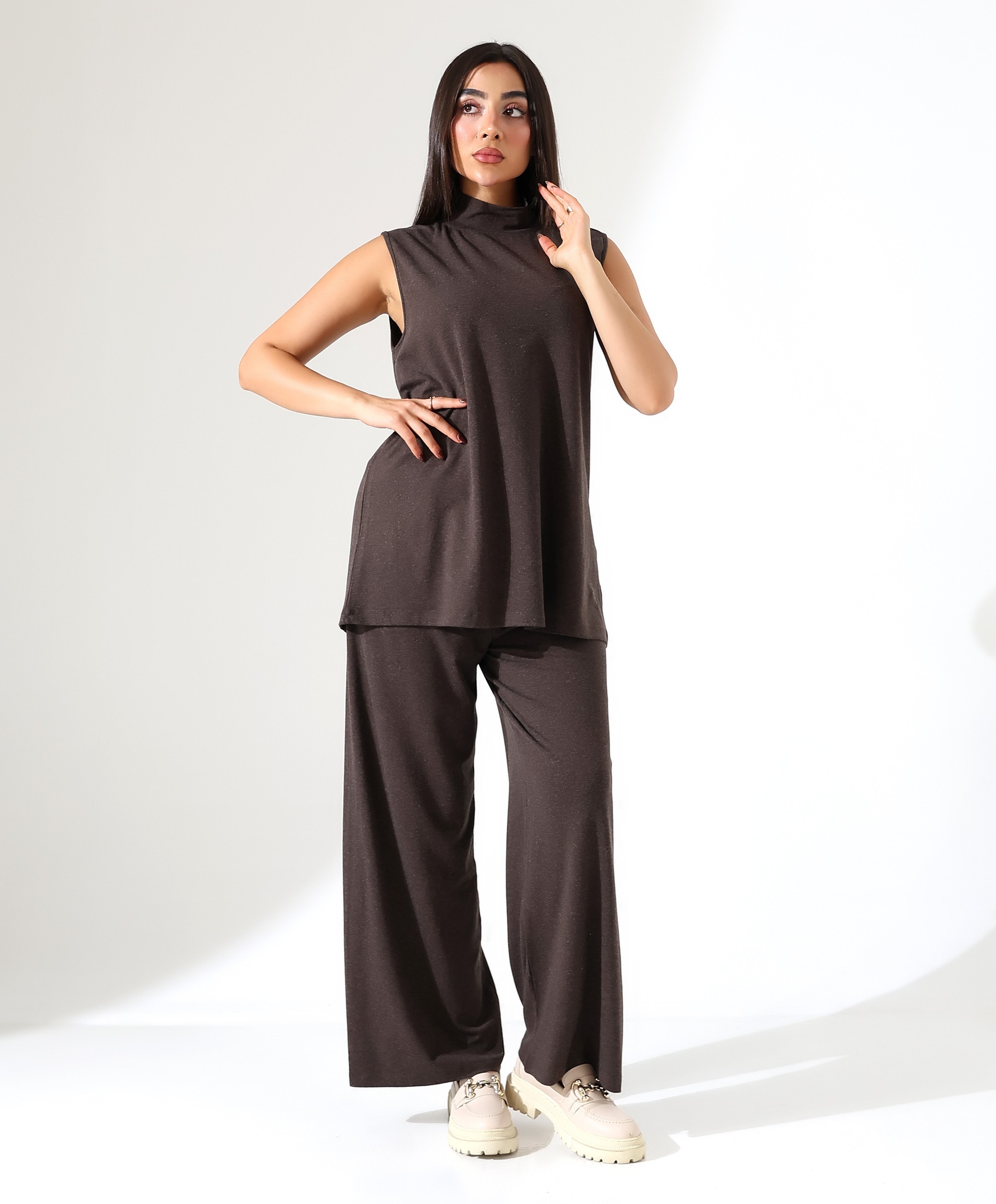 Sıfır Kol Yün Viskon Boğazlı Bluz